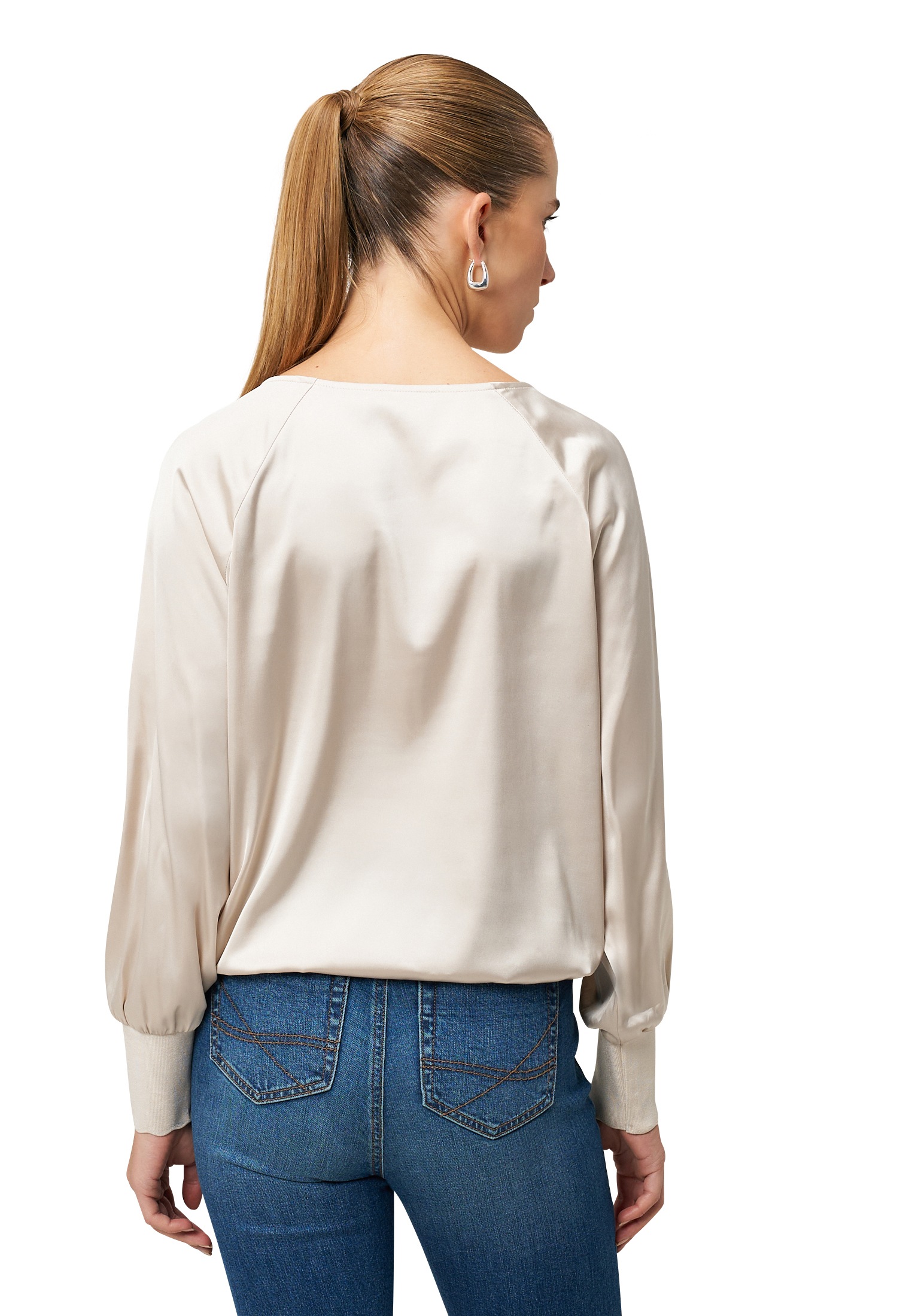 Zero Satinbluse »Satinbluse mit Strickbündchen«