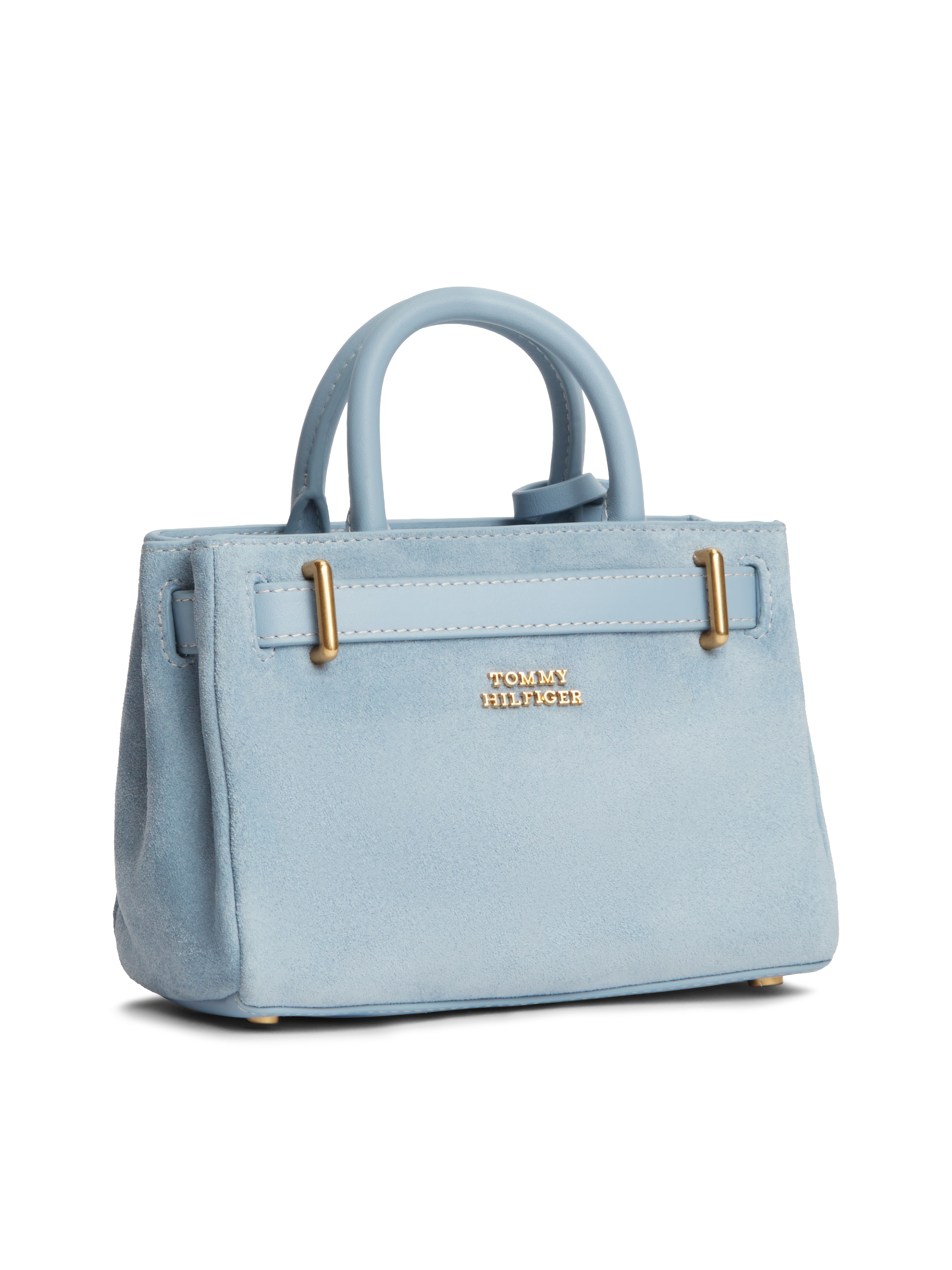 Tommy Hilfiger Tragetasche »AMERICAN ICON MICRO TOTE SUEDE« Damen Handtasche, Minibag mit Bändern und Schloss-Schmuckelement