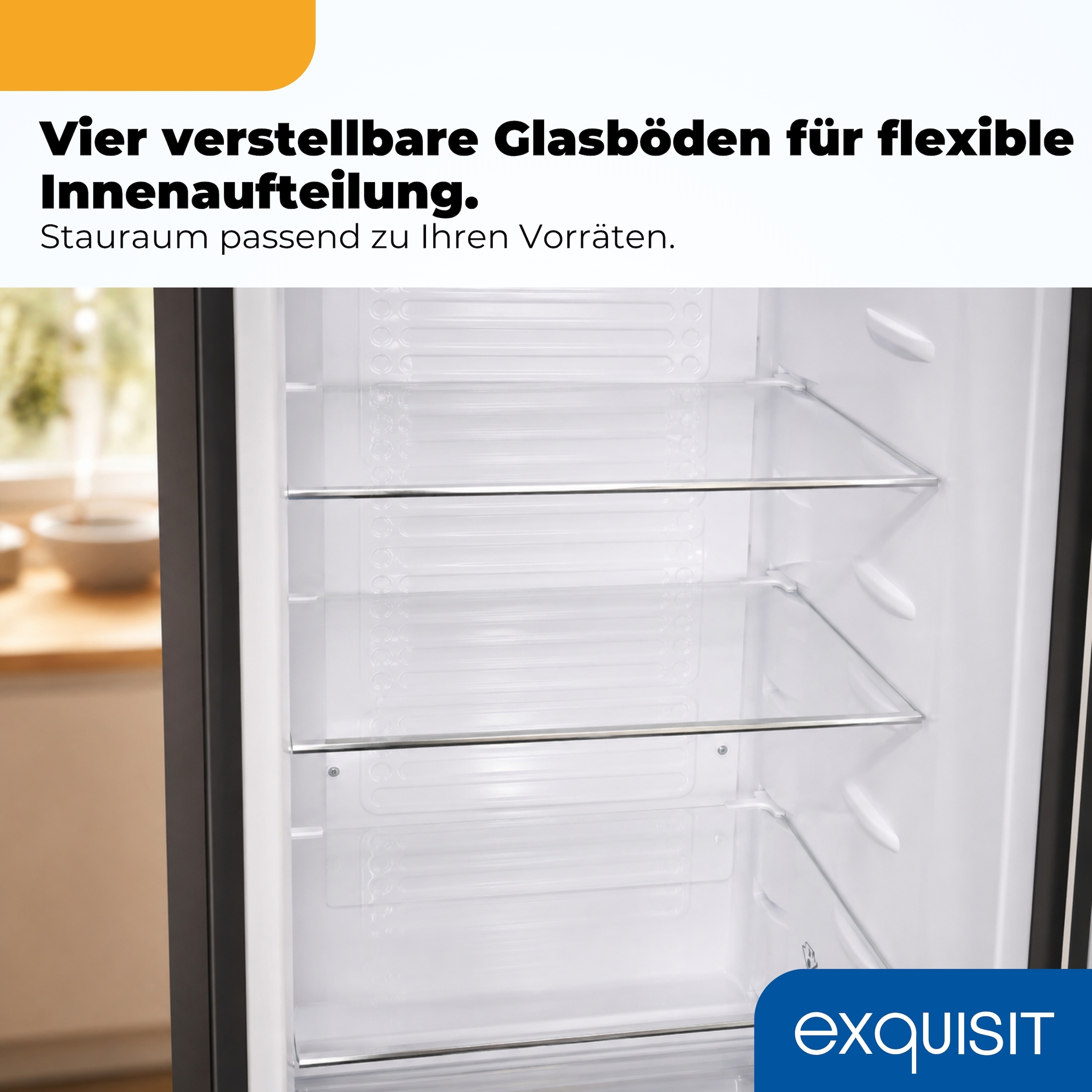 exquisit Kühlschrank »RKS325-V-H-160C mattschwarz« 146,5 cm hoch 54,5 cm breit LED-Beleuchtung, verstellbare Glasböden, Retro-Design
