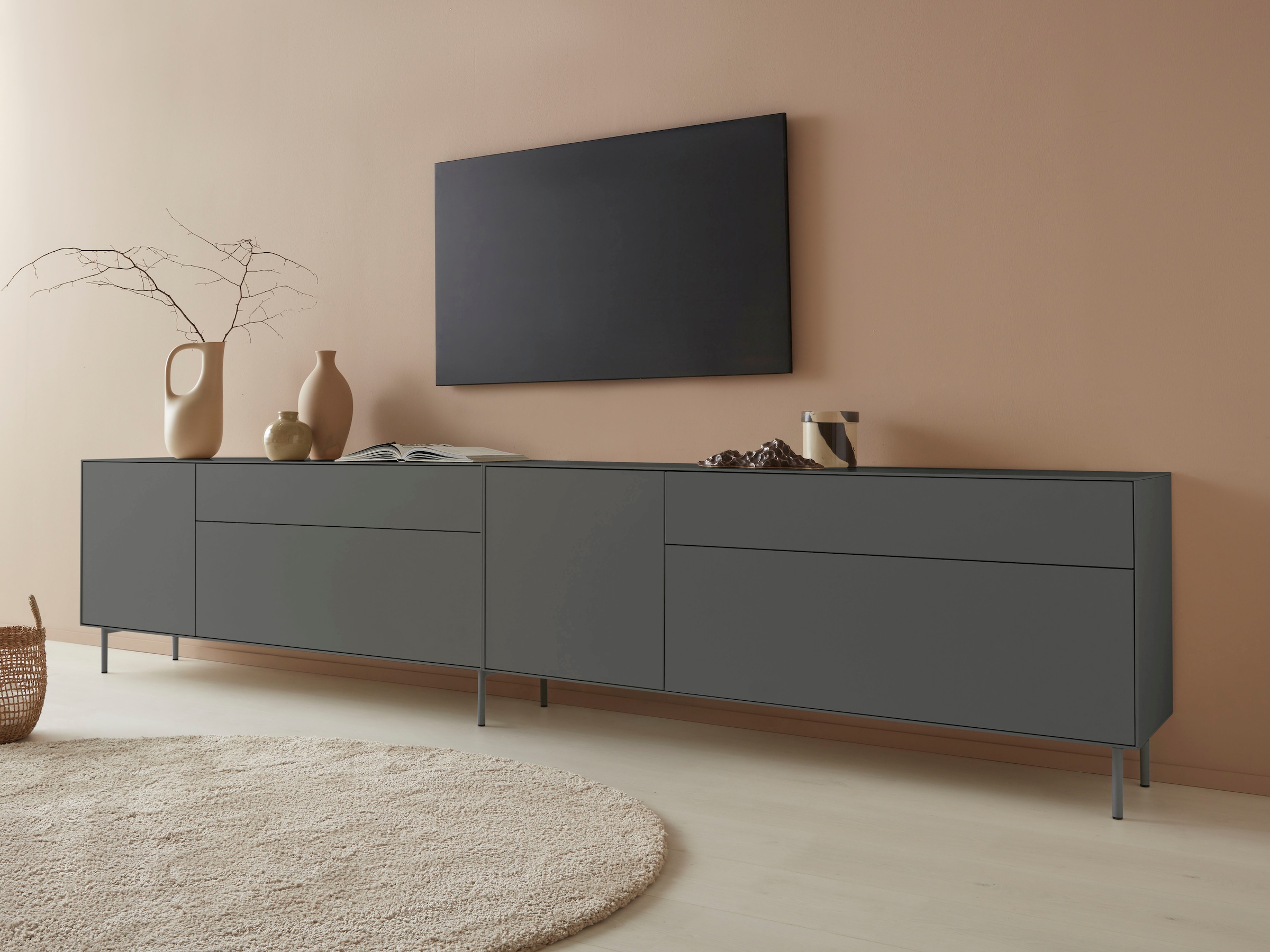 LeGer Home by Lena Gercke Lowboard »Essentials«, Breite: 167 cm, MDF lackiert, Push-to-open-Funktion
