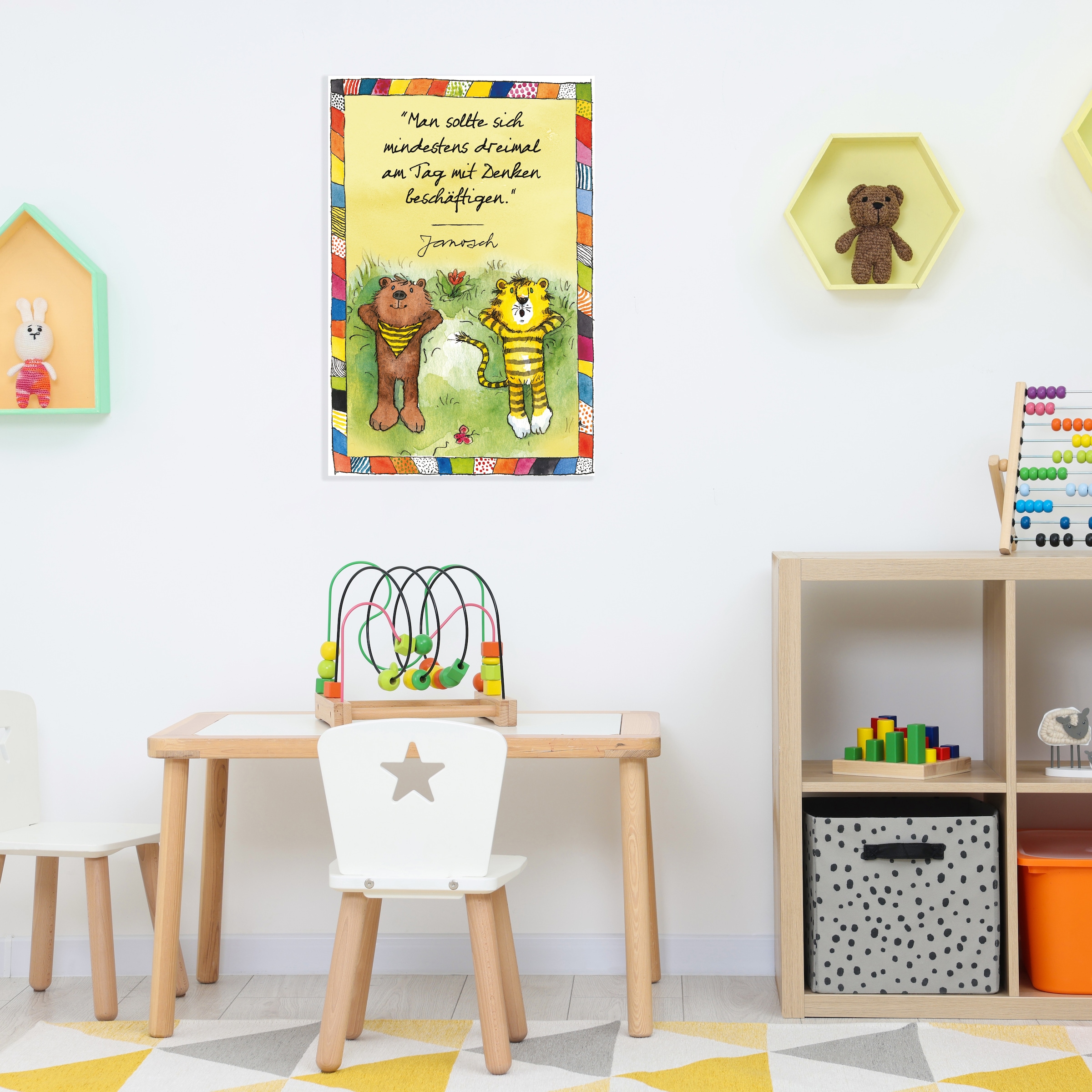 LuckyLinde Wanddekoobjekt »Der kleine Bär und der kleine Tiger - JANOSCH Zitat«, (1 St.), Exklusive JANOSCH Kindermotive, Stahlschild
