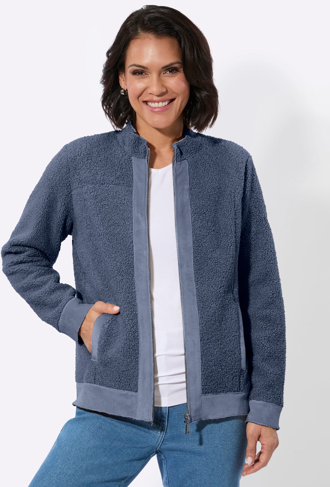 Casual Looks Bouclèjacke ohne Kapuze