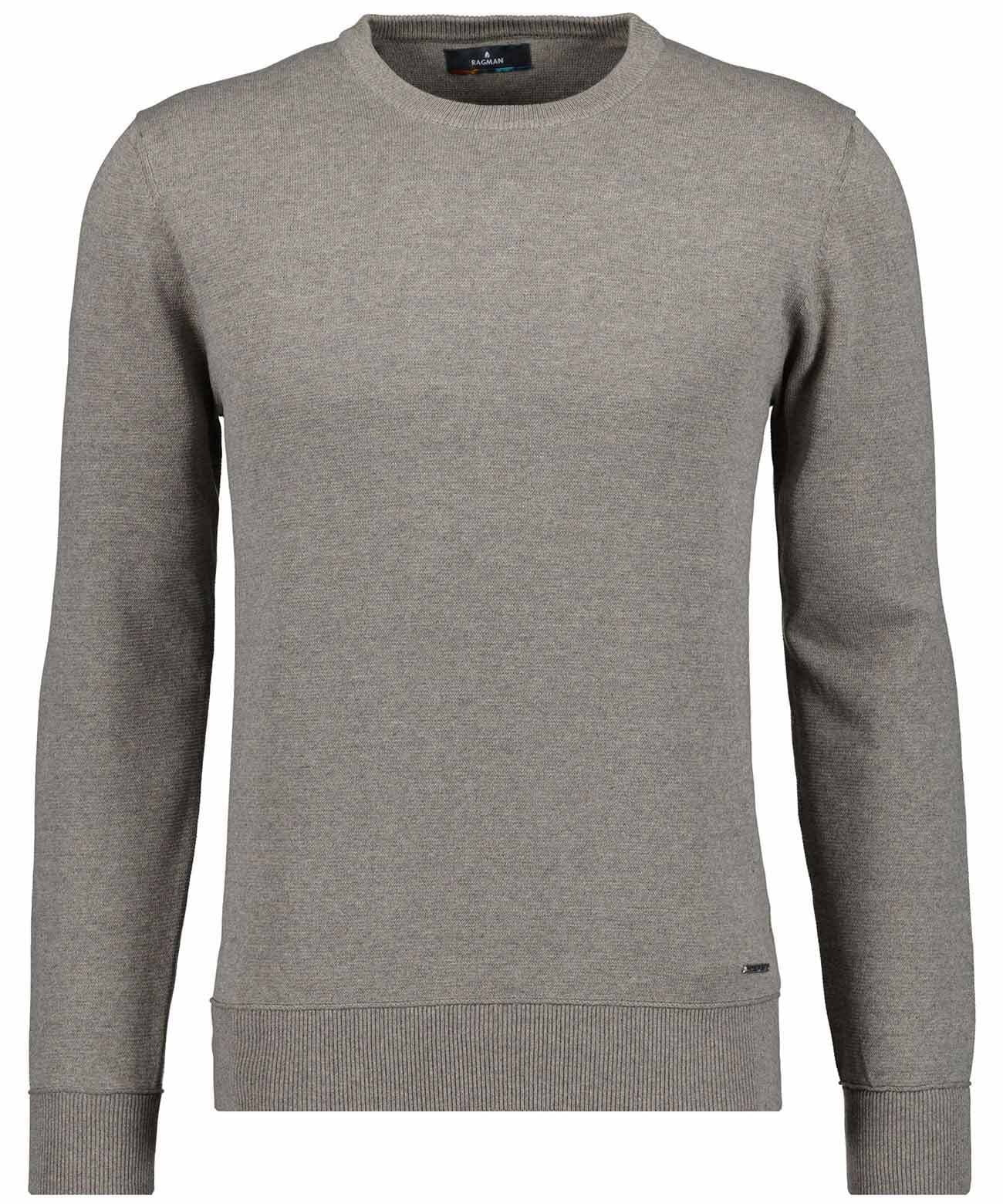 Ragman Herren Rundhalspullover in braun, Größe 48