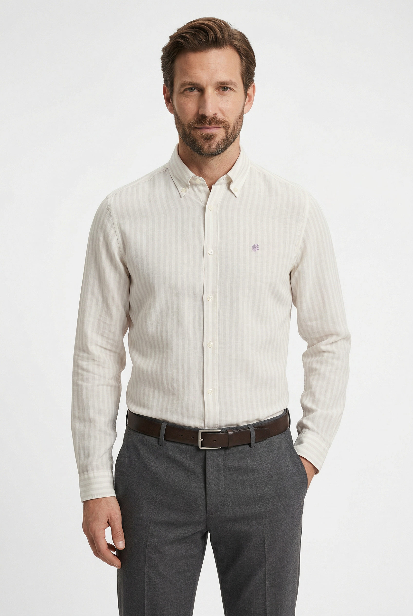 BOSS Leinenhemd »LIAM« 100% Leinen Premium Sommerhemd, Button-Down-Kragen, regular fit