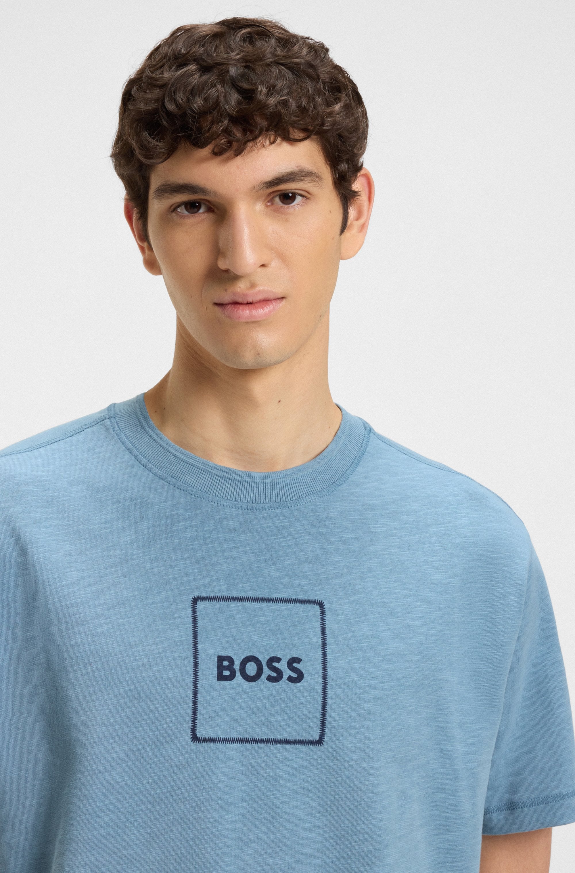 BOSS ORANGE T-Shirt »Te linenlogo«, mit BOSS Schriftzug