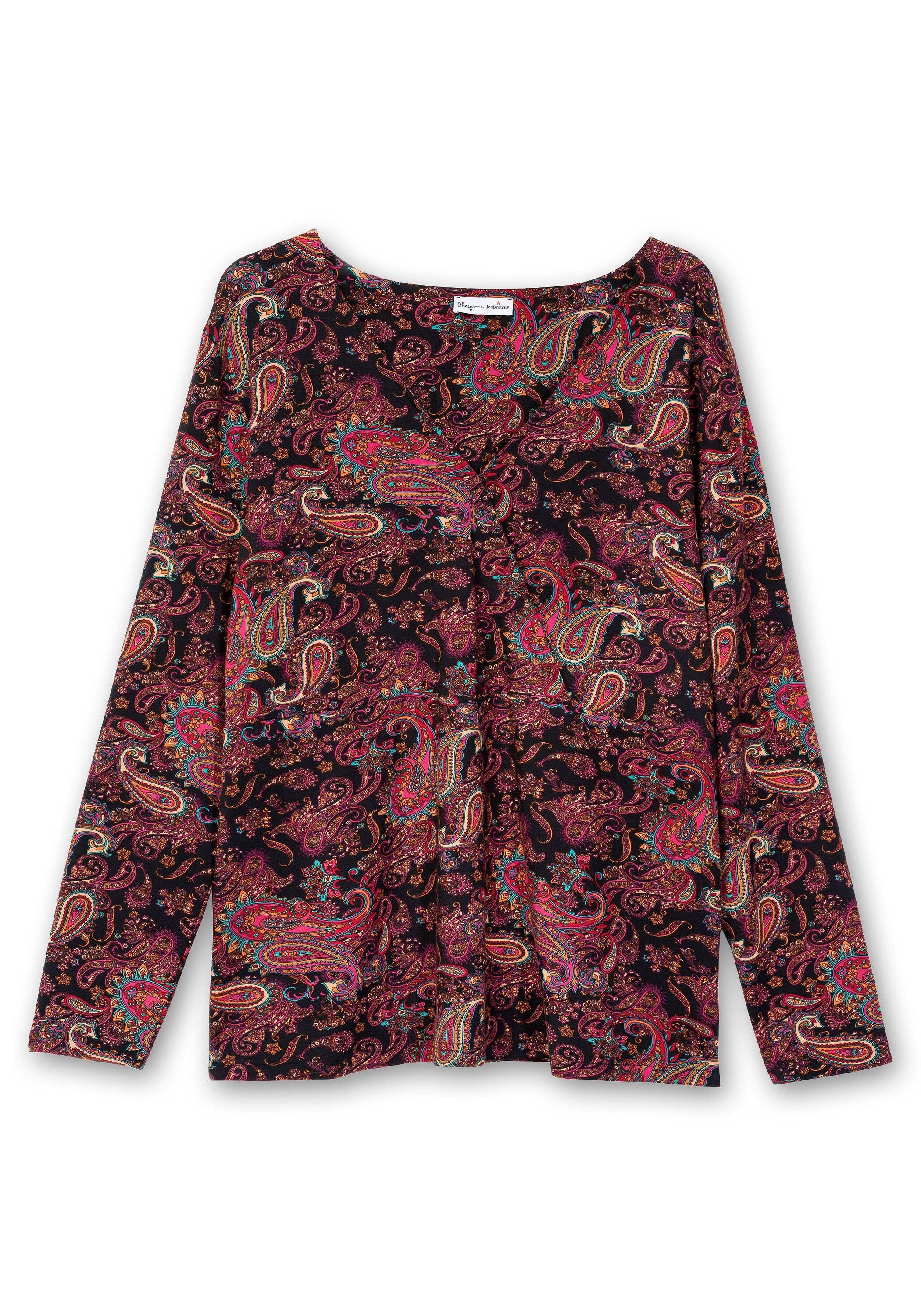 Sheego Langarmshirt »Langarmshirt in Wickeloptik, mit Paisleydruck«, in Wickeloptik, mit Paisleydruck