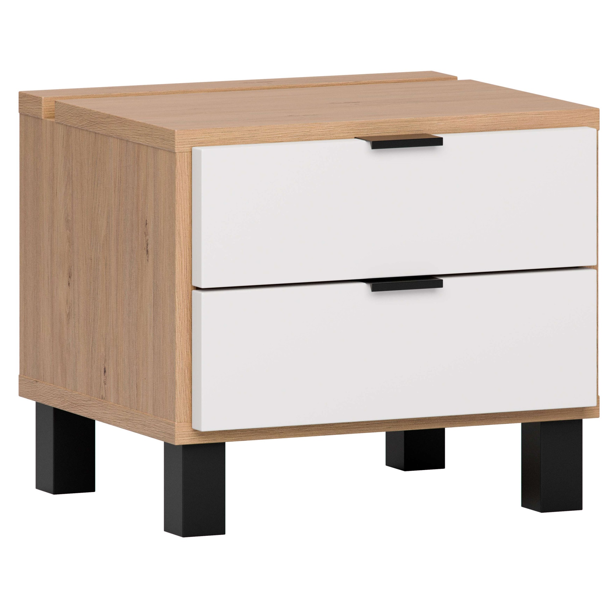 VOX Nachttisch »SIMPLE Nachtkommode mit 2 Schubladen, Maße B/T/H: 45/38/39 cm«, Nachtschrank in 3 Farben erhältlich, Metallgriffe