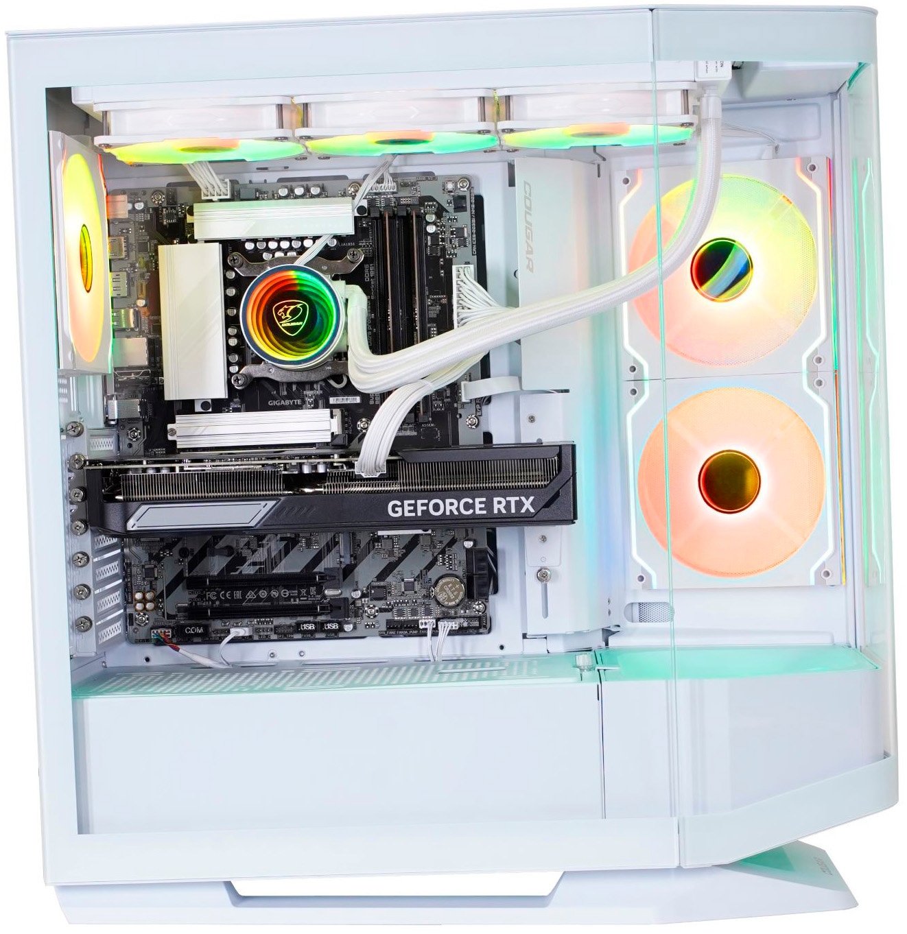 Cougar Gaming-PC-Komplettsystem »MegaDeal FV270 WT 2893 Core Ultra 7 265KF 32GB DDR5 1TB SSD RTX 5070« 34 ″ Intel® Core Ultra 7 GeForce RTX 5070 32 GB RAM 1.000 GB SSD Windows 11, DDR5 RAM+ MSI PRO MP341CQW LED-Monitor Curved 86,4 m (34")