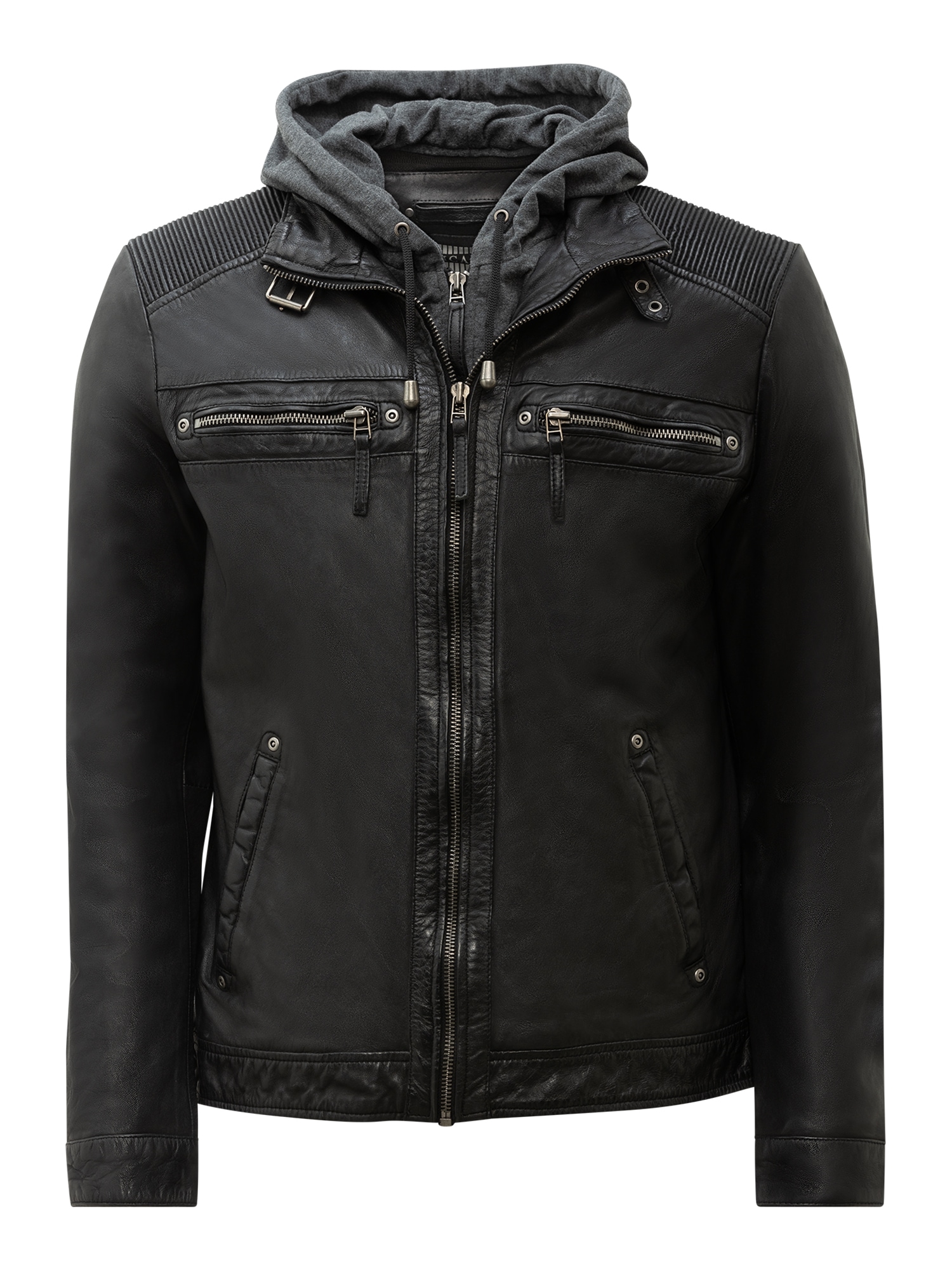 RICANO Bikerjacke »Lederjacke Nate« Abnehmbare Kapuze Handgefertigt aus echtem Leder