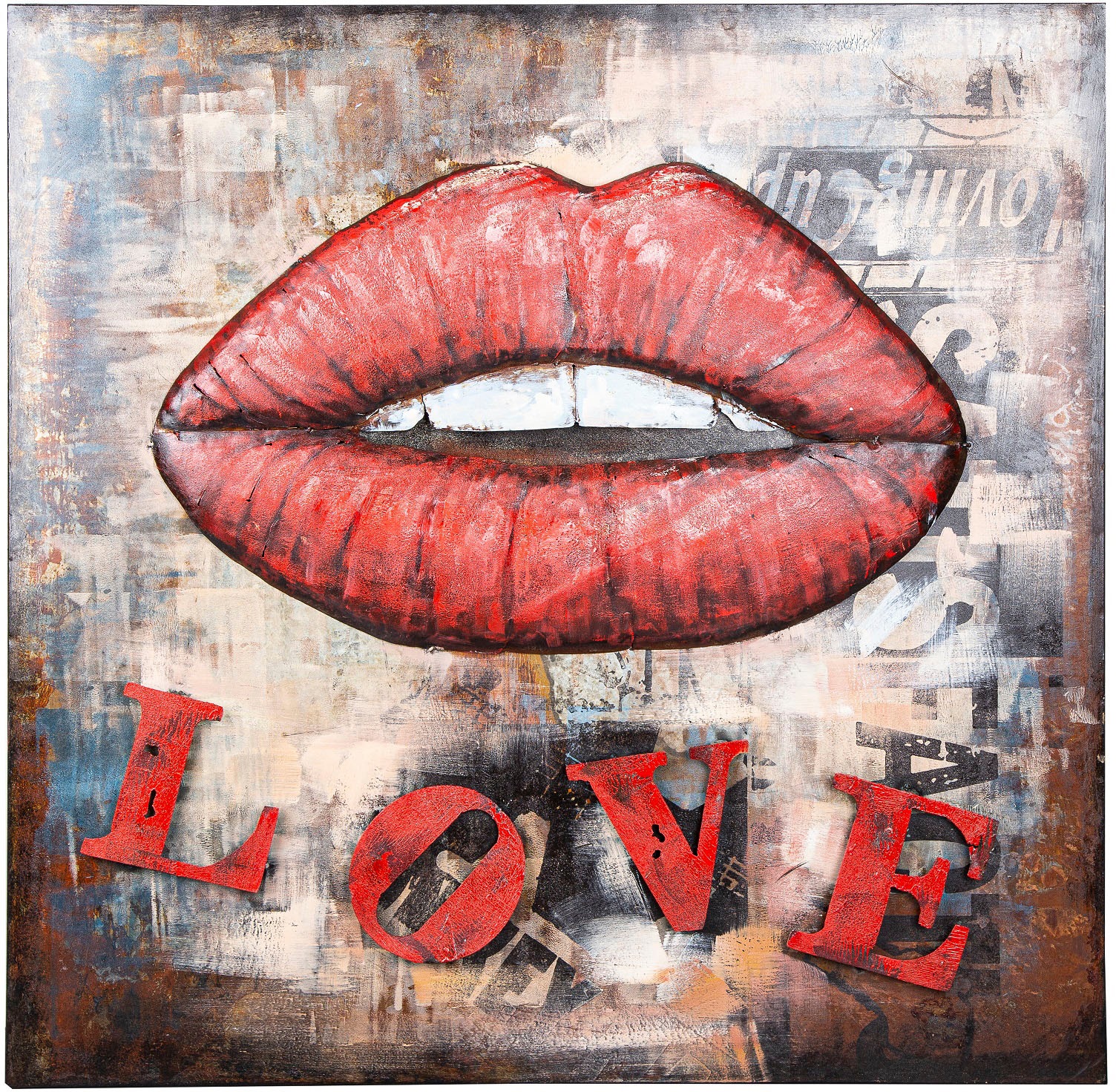 Spiegelprofi GmbH Metallbild »DEMI«, Kiss, (1 St.), Lippen, Mund, Love