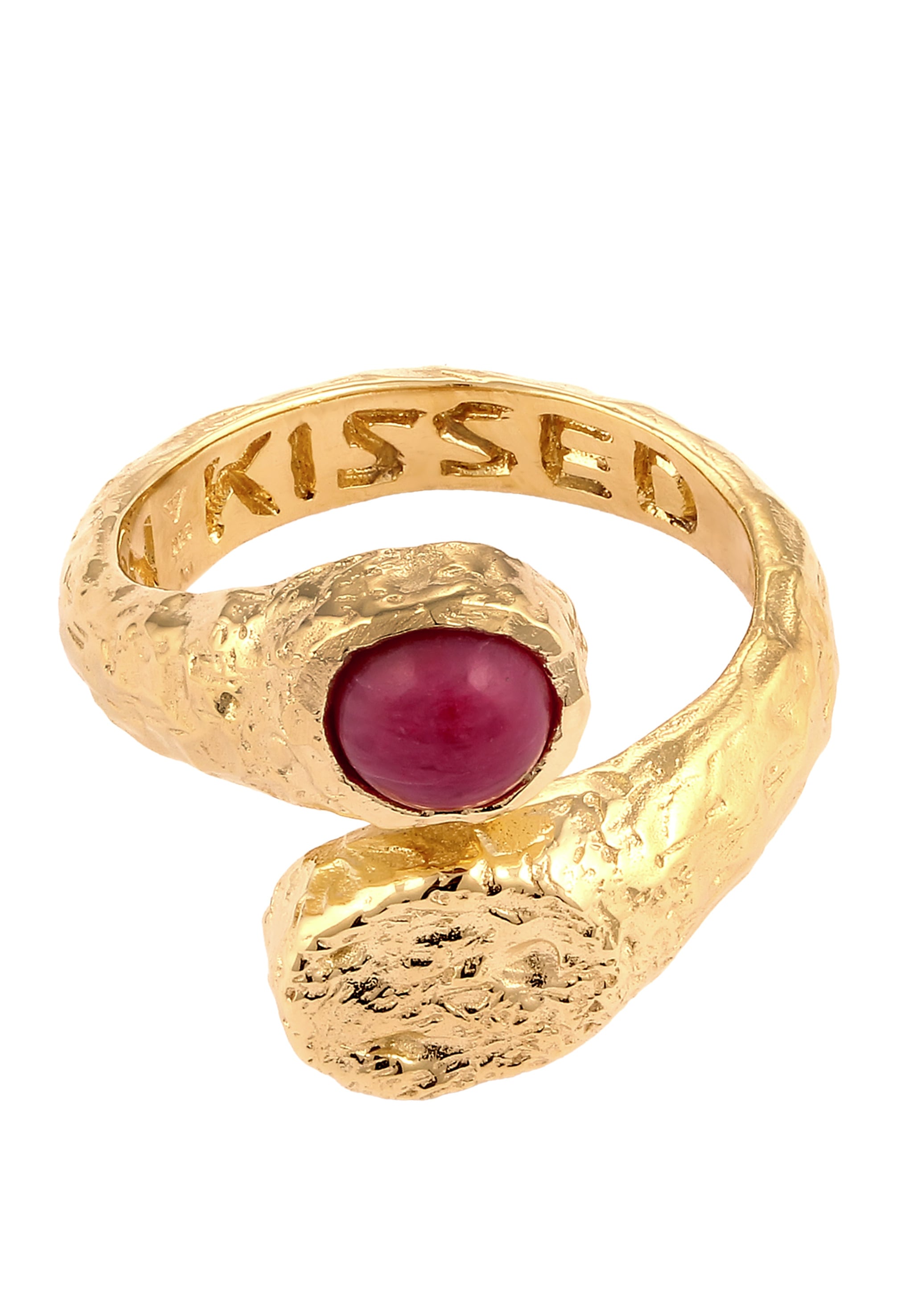 HAZE & GLORY Silberring »Ring Onyx Rot 925 Sterling Silber vergoldet - Sunkissed«