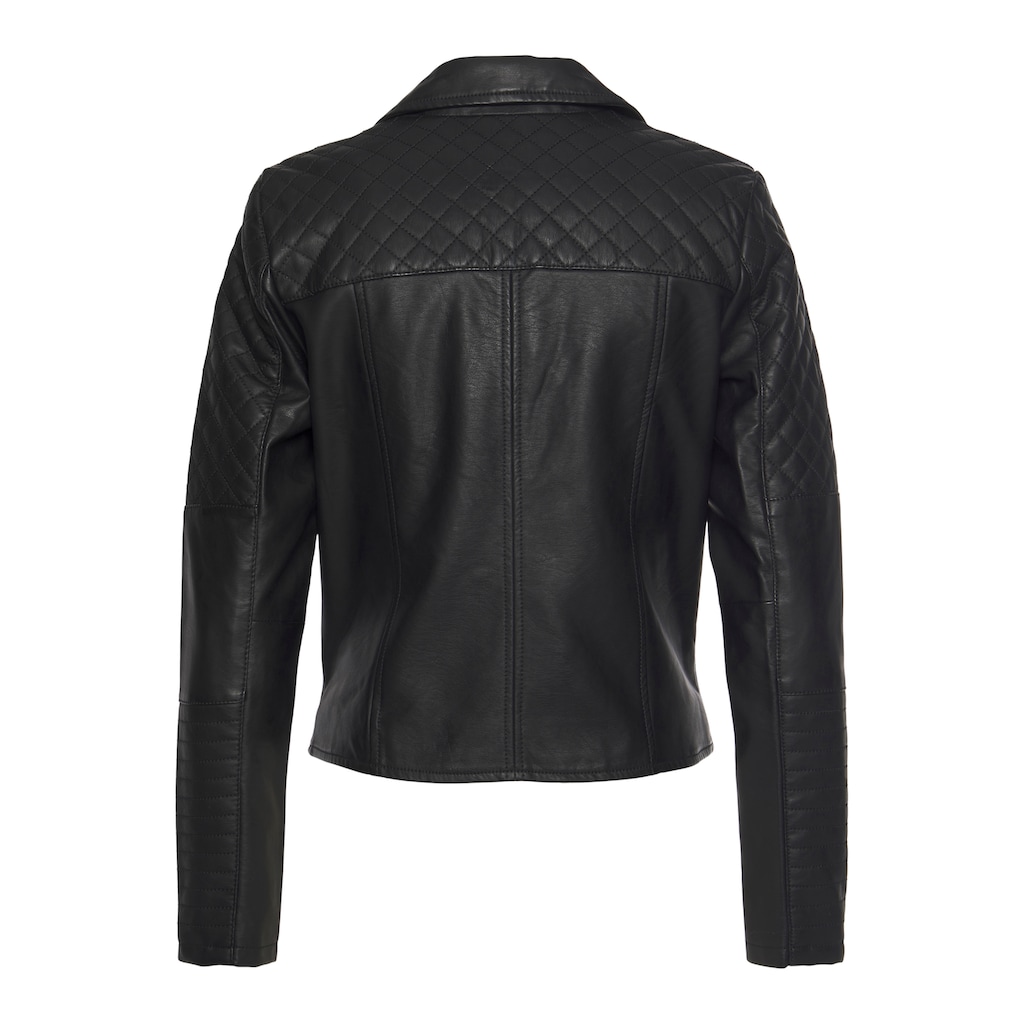 LASCANA Lederimitatjacke, mit Bikerdetails, kurze Bikerjacke, figurbetont