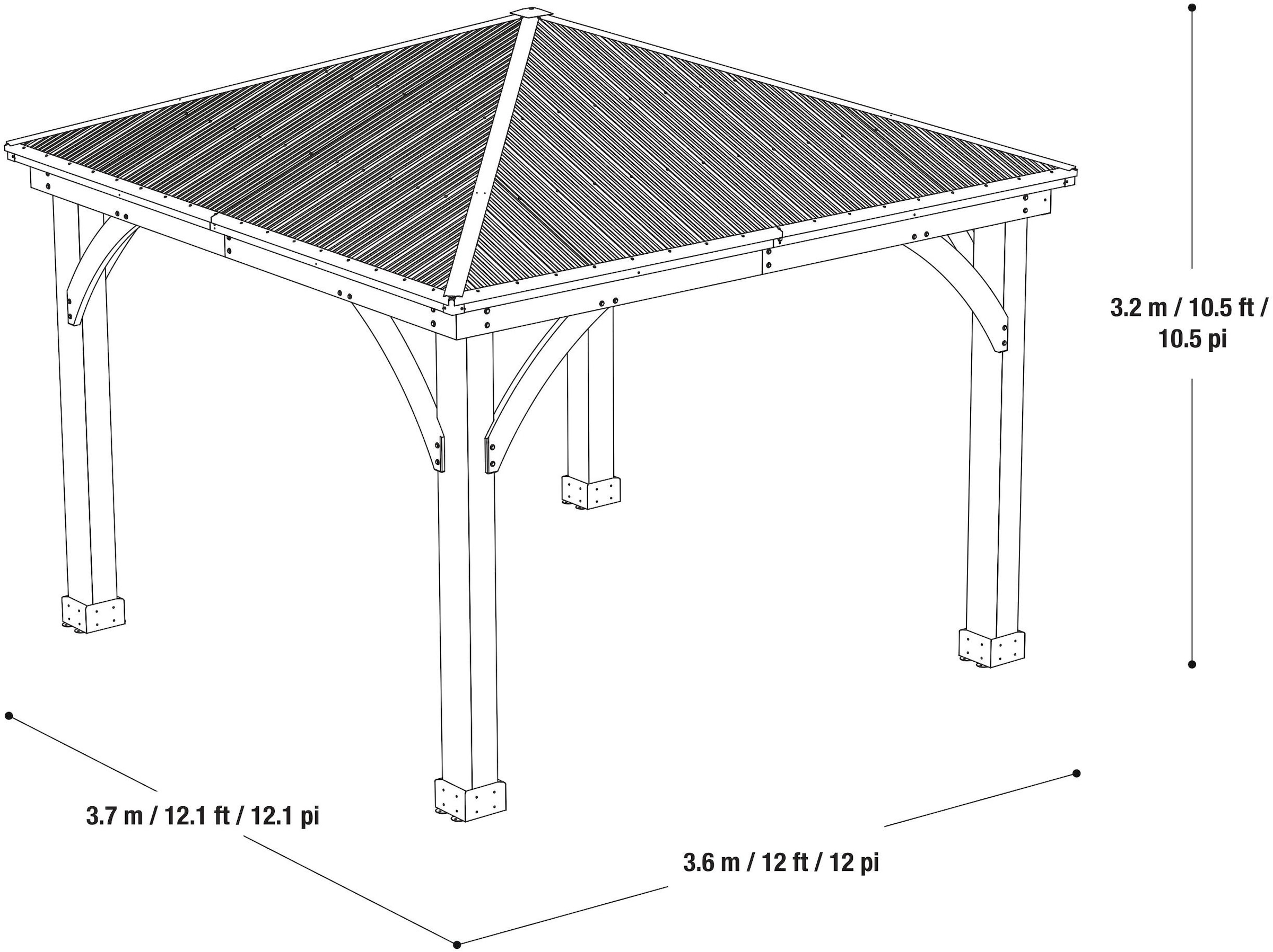 WESTMANN Holzpavillon »Devon 12x12«, BxT: 366x366 cm