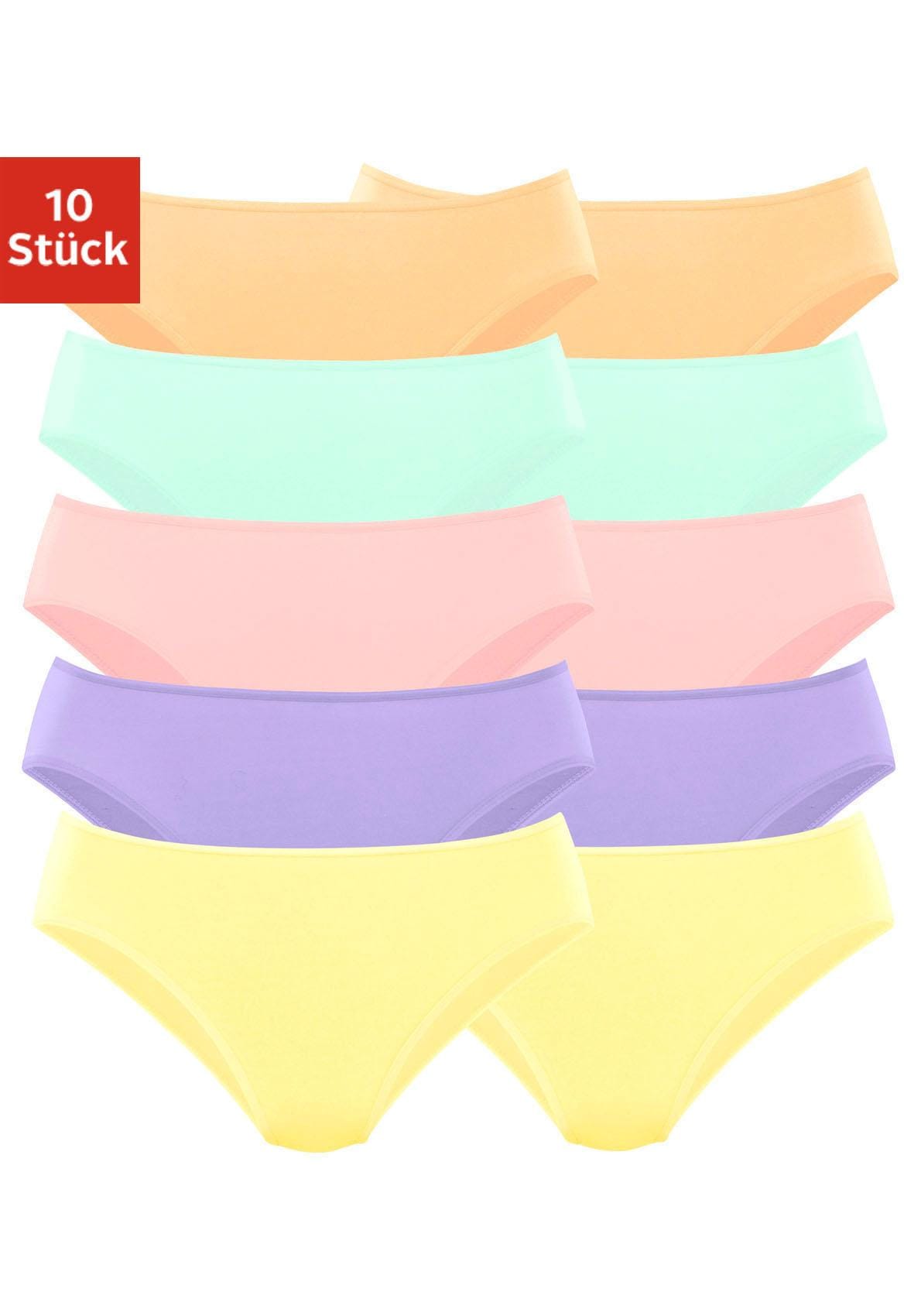 Bikinislip, (10er-Pack), aus elastischer Baumwolle