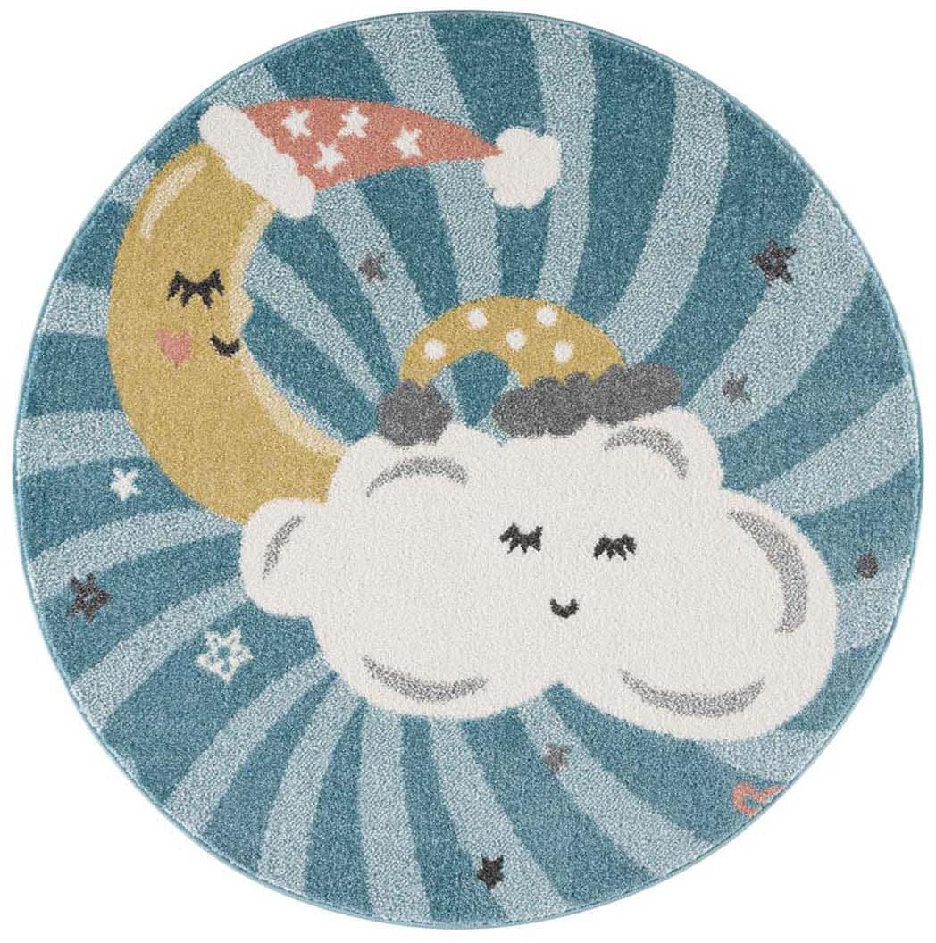 Carpet City Kinderteppich »Anime9380«, rund, Teppich Mond, Wolken, Sterne, Weicher Flor