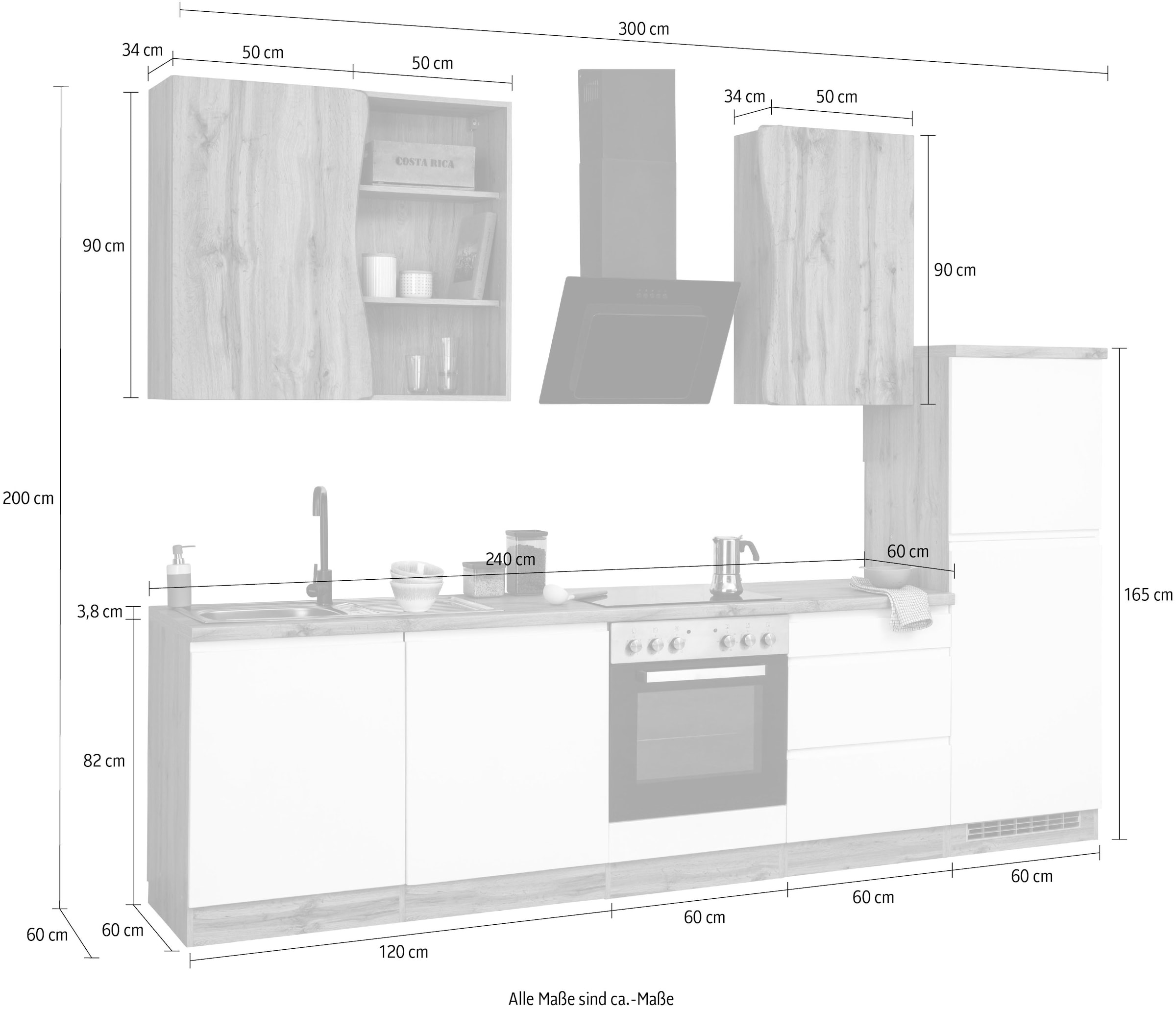 HELD MÖBEL Küche »Bruneck«, 300cm breit, MDF-Fronten hochwertige OTTO mit bei ohne online oder bestellen wahlweise E-Geräte