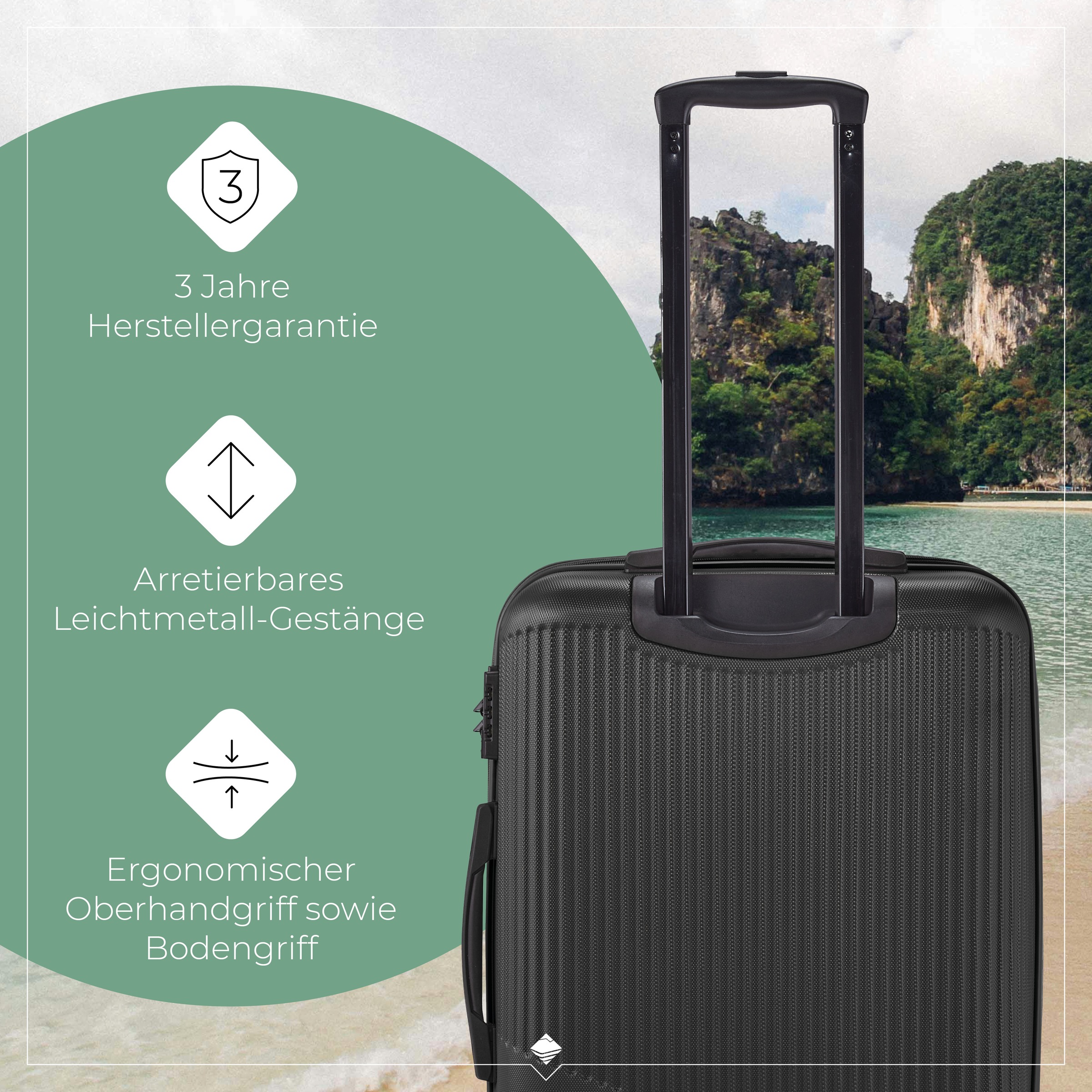 travelite Trolleyset »BALI 3-teilig Hartschale« TSA-Schloss – robustes Reisegepäck