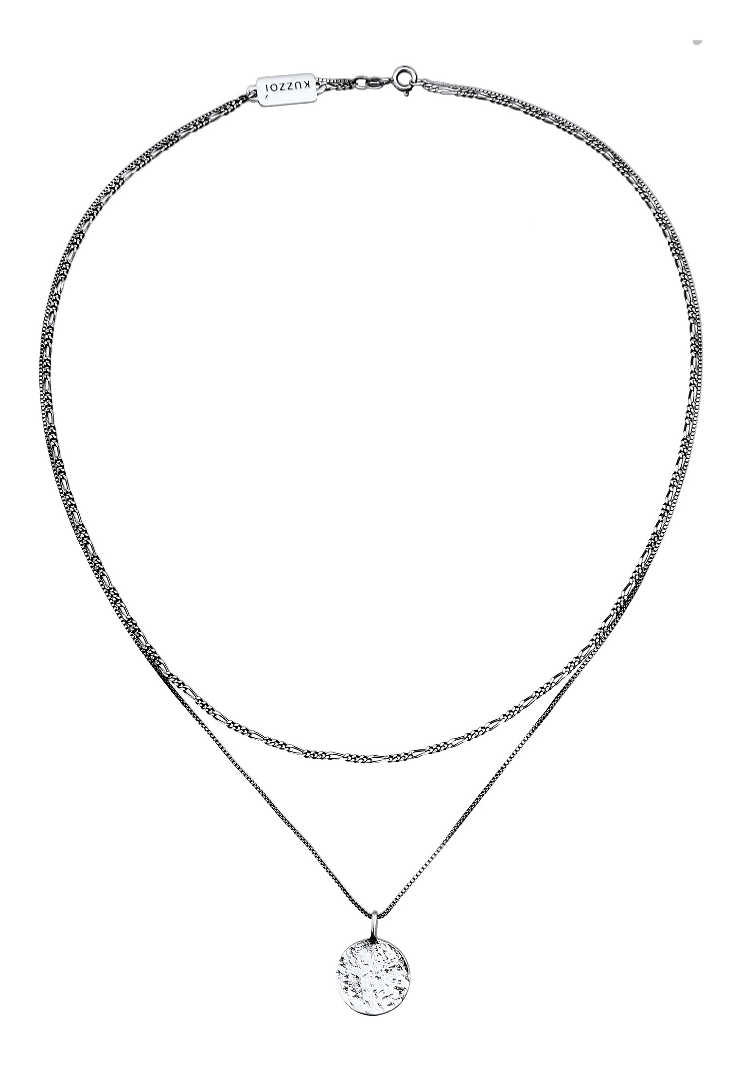 Kuzzoi Kette mit Anhänger »Halskette Herren Layer Figaro Venezianer Plättchen 925 Silber«