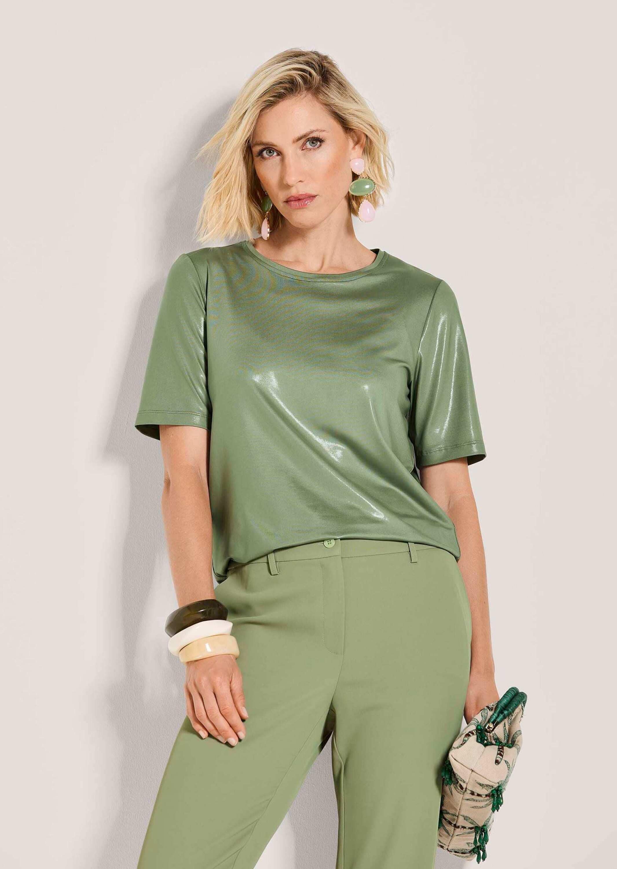 MADELEINE Kurzarmshirt »Shirt Kurzarm Oberteil mit Glanzdruck« Glanzdruck