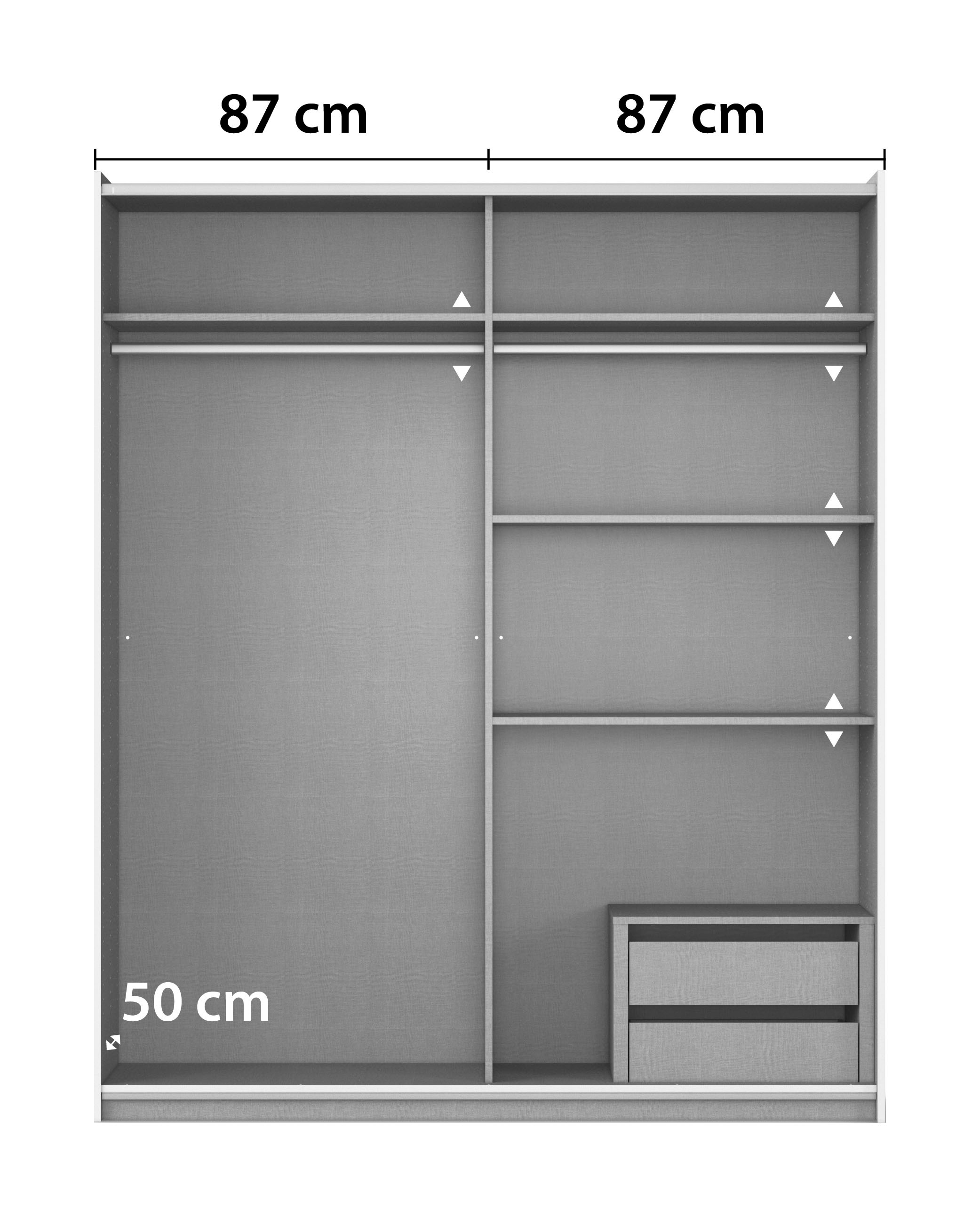 rauch Schwebetürenschrank »Kleiderschrank Garderobe TOPSELLER AURELIO mit 3 Ausstattungsvarianten«, 3 verschiedene Ausstattungsvarianten Griffe aus Metall MADE IN GERMANY