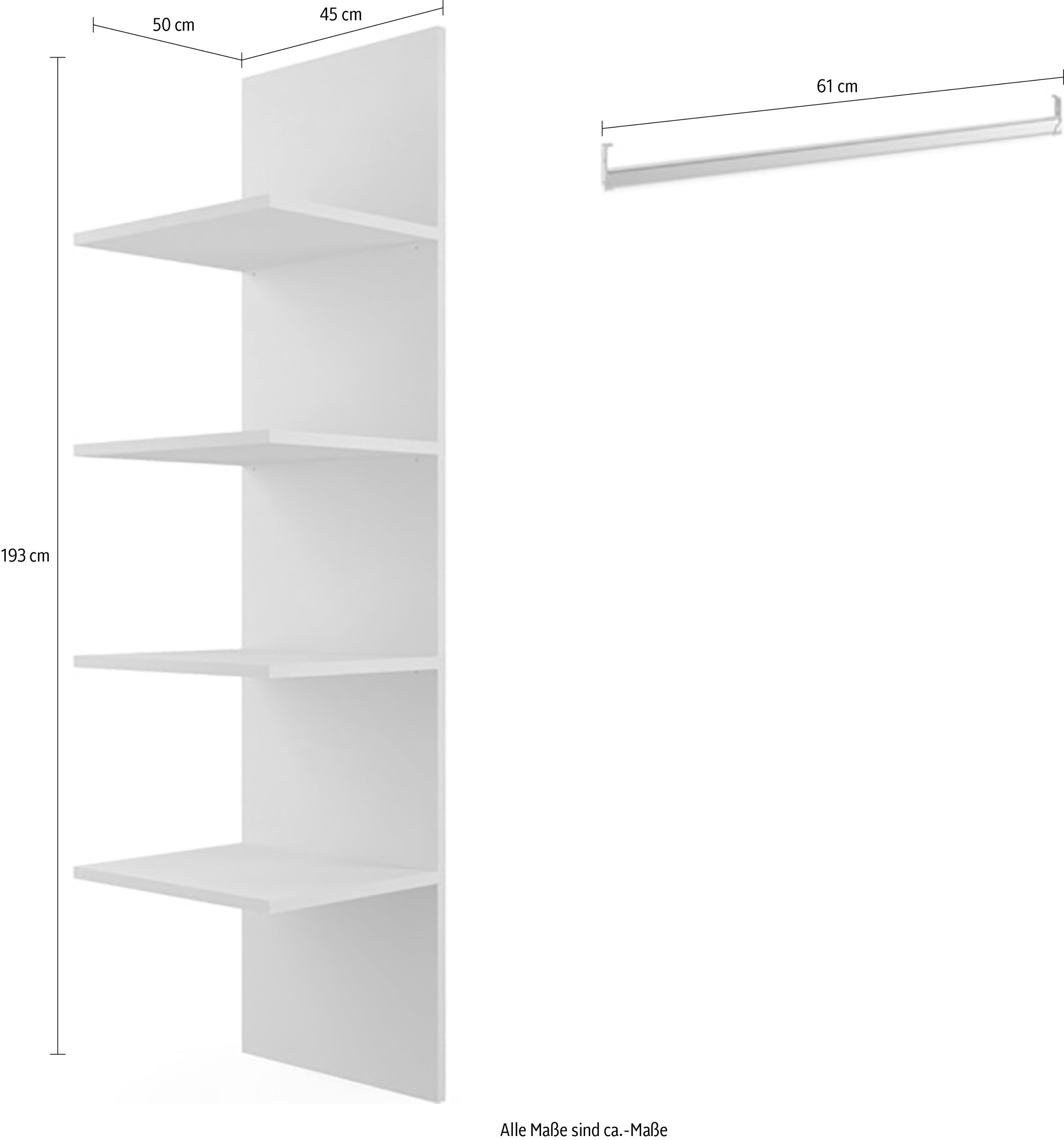 INOSIGN Inneneinteilung »Jupiter – Steingrau, B45×H193 cm, 4 Böden B43 cm für Stauraum«