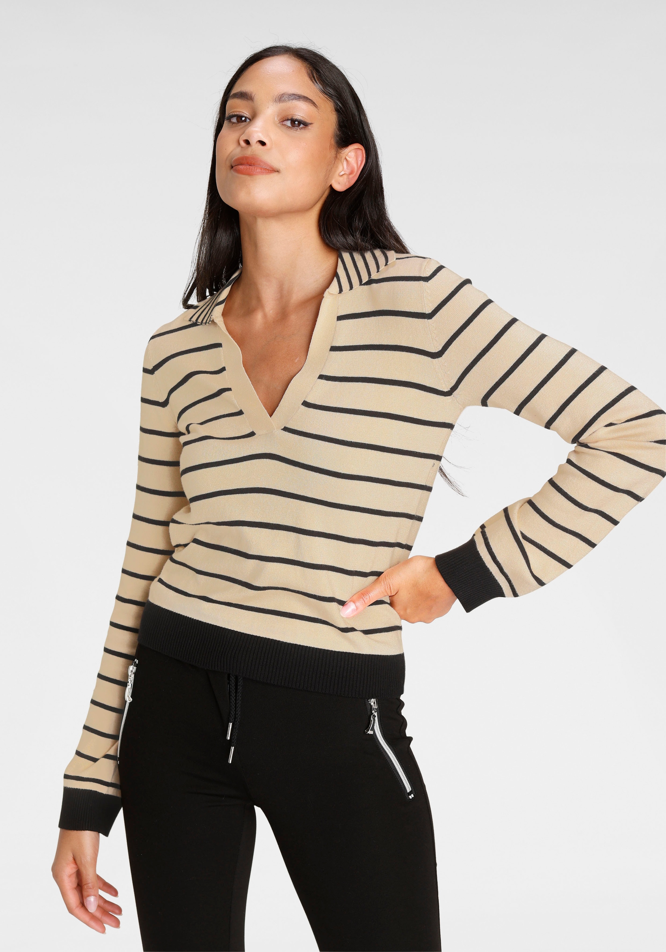 Bruno Banani Streifenpullover, mit Polokragen NEUE KOLLEKTION kaufen
