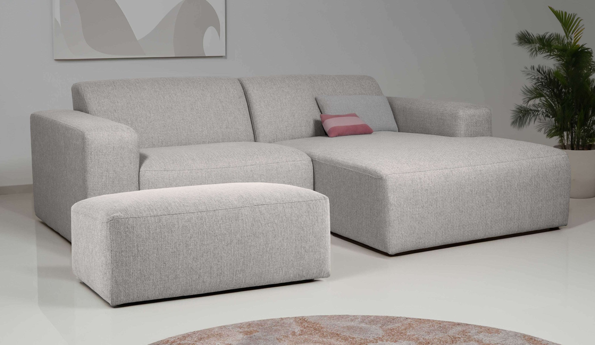 INOSIGN Ecksofa »Koa,228cm, L-Form, Modulsofa, Webstoff, Cord«, Designsofa, Set, Hocker inklusive, weicher Lounge-Sitzkomfort