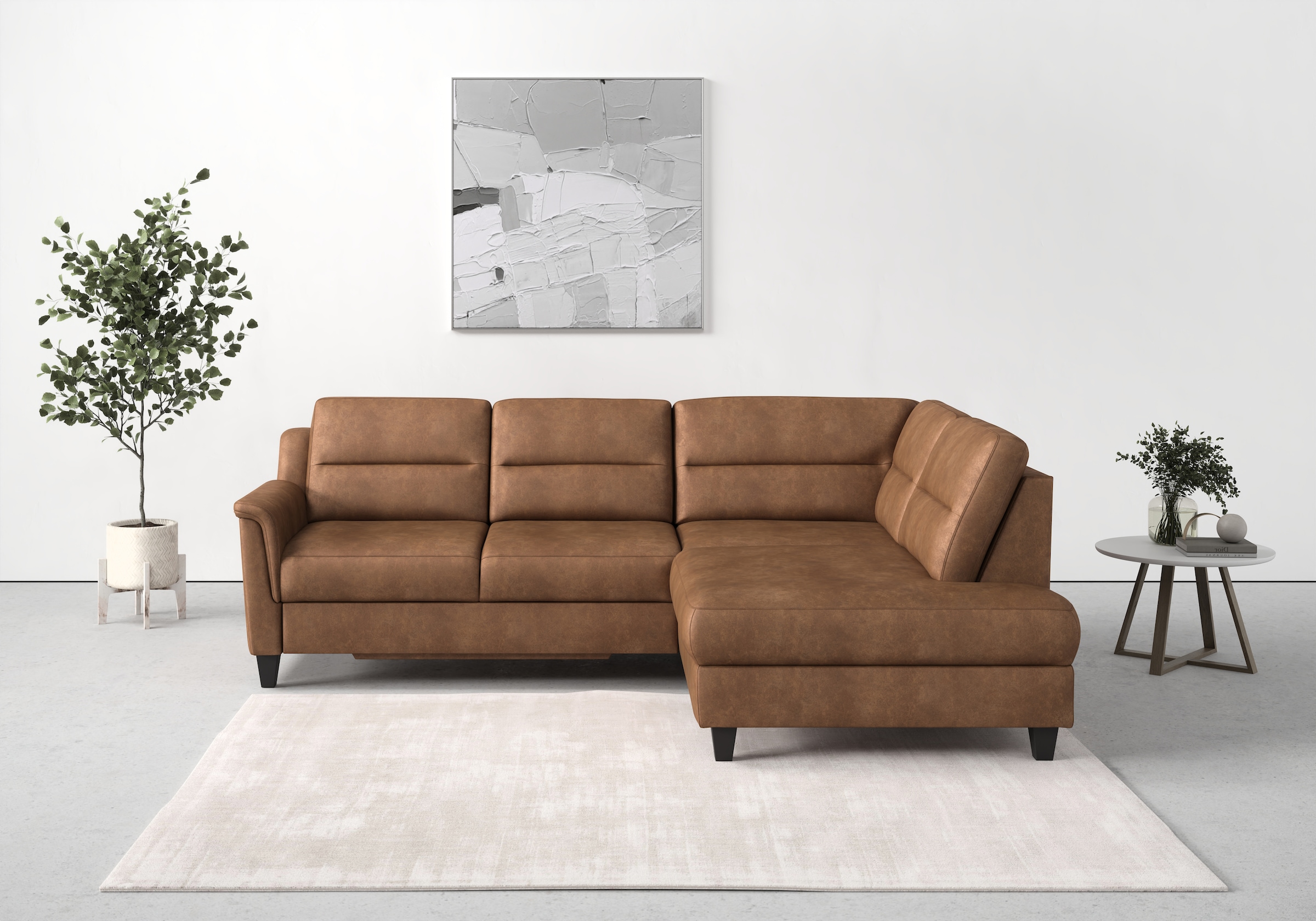 sit&more Ecksofa »Farö L-Form«, inklusive Federkern, wahlweise mit Bettfunktion und Bettkasten