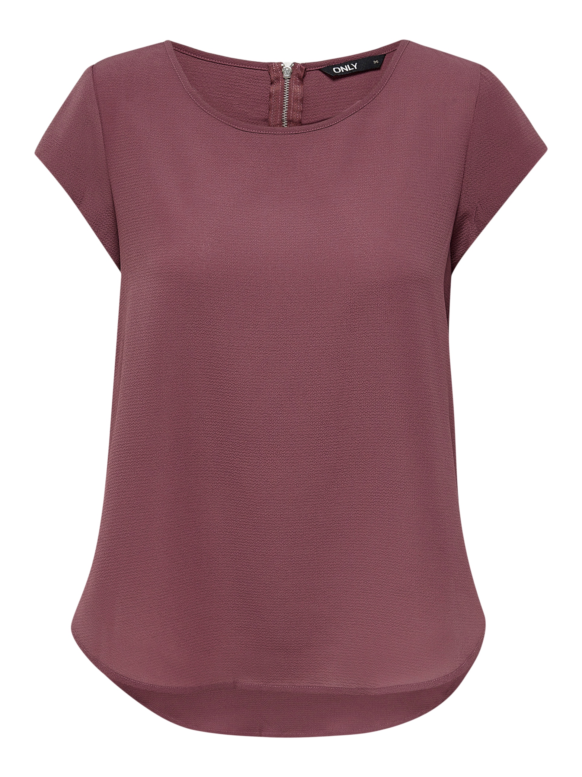 ONLY Kurzarmbluse »ONLVIC – feminines Blusenshirt in lockerer Form«, regular fit, Web, Kunstfaser, Rundhals, unifarben
