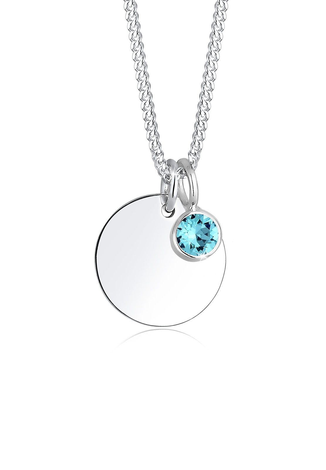 Elli Silberkette »Halskette Plättchen mit Geburtstein Kristalle 925 Sterling silber«