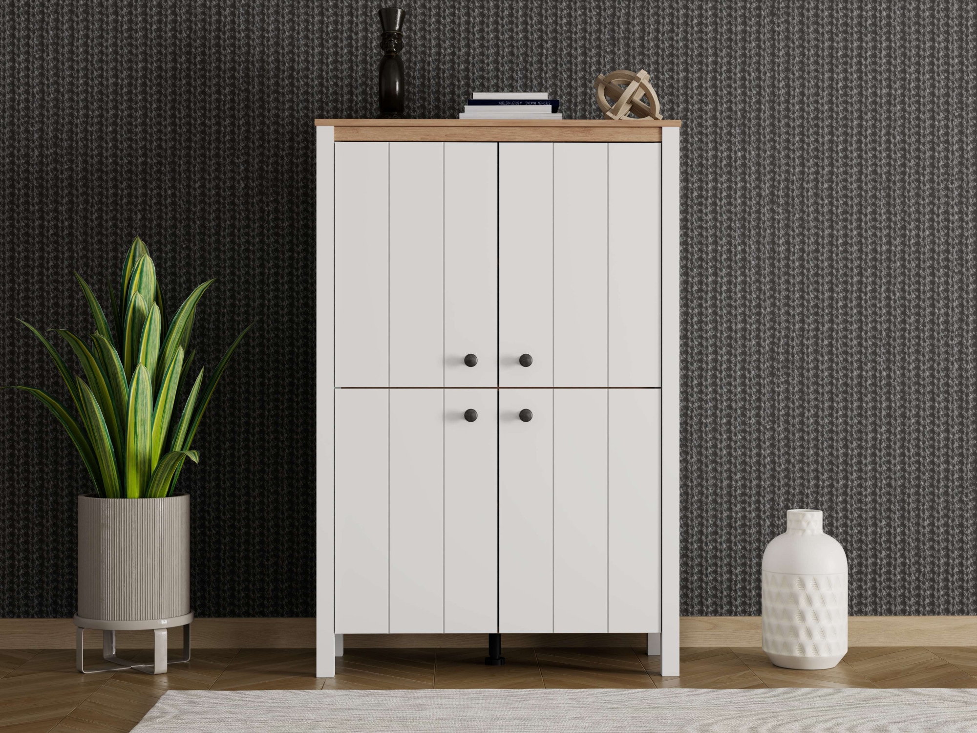 Home affaire Highboard »BEDFORD, Kommode, Anrichte, Schrank, Highboard im Landhausstil« MDF-Profil 2D ummantelt, Hotstamping