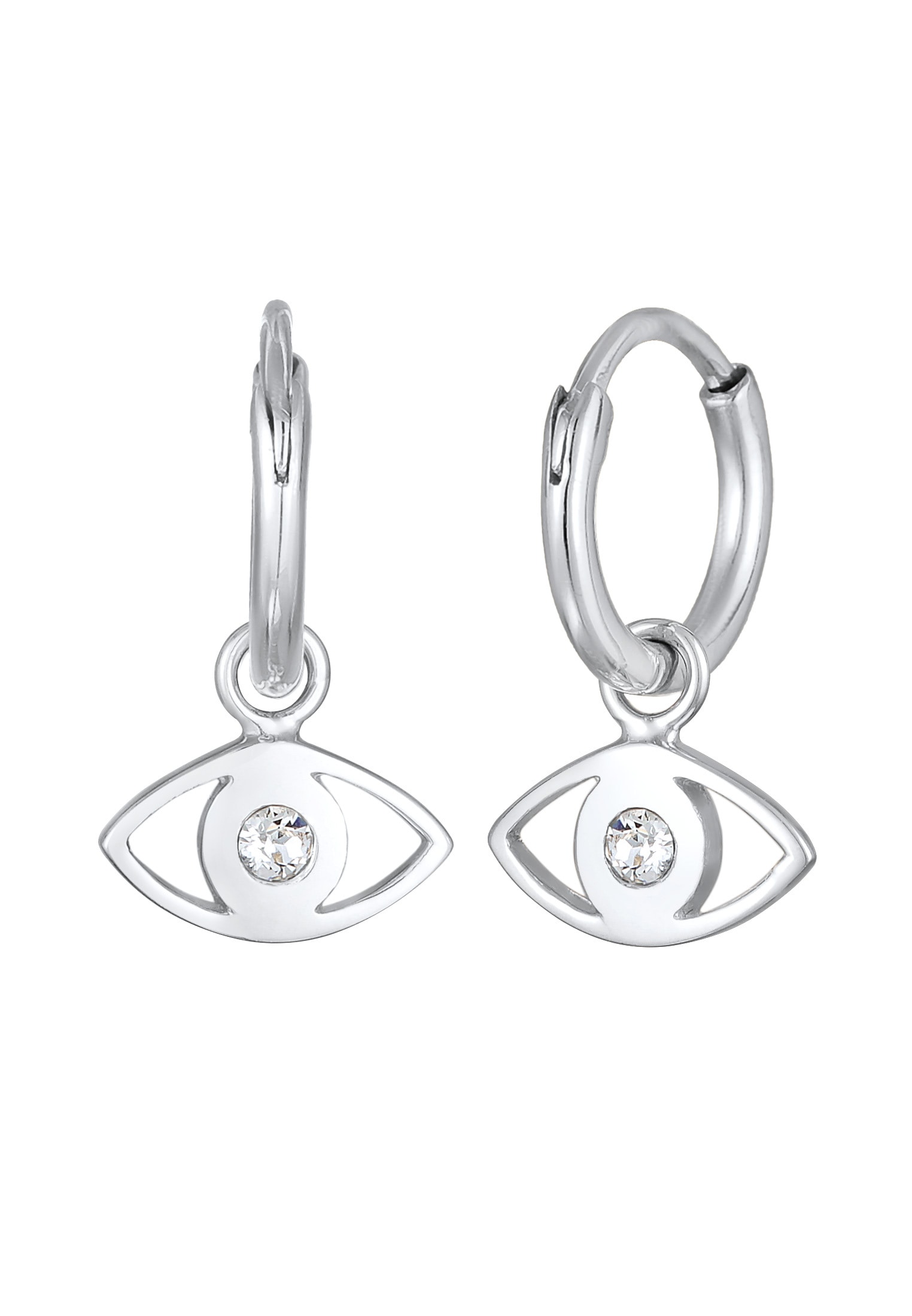 Elli Paar Creolen »Ohrringe Creolen Evil Eye Symbol 925 Silber, mit Kristallen von Swarovski®«