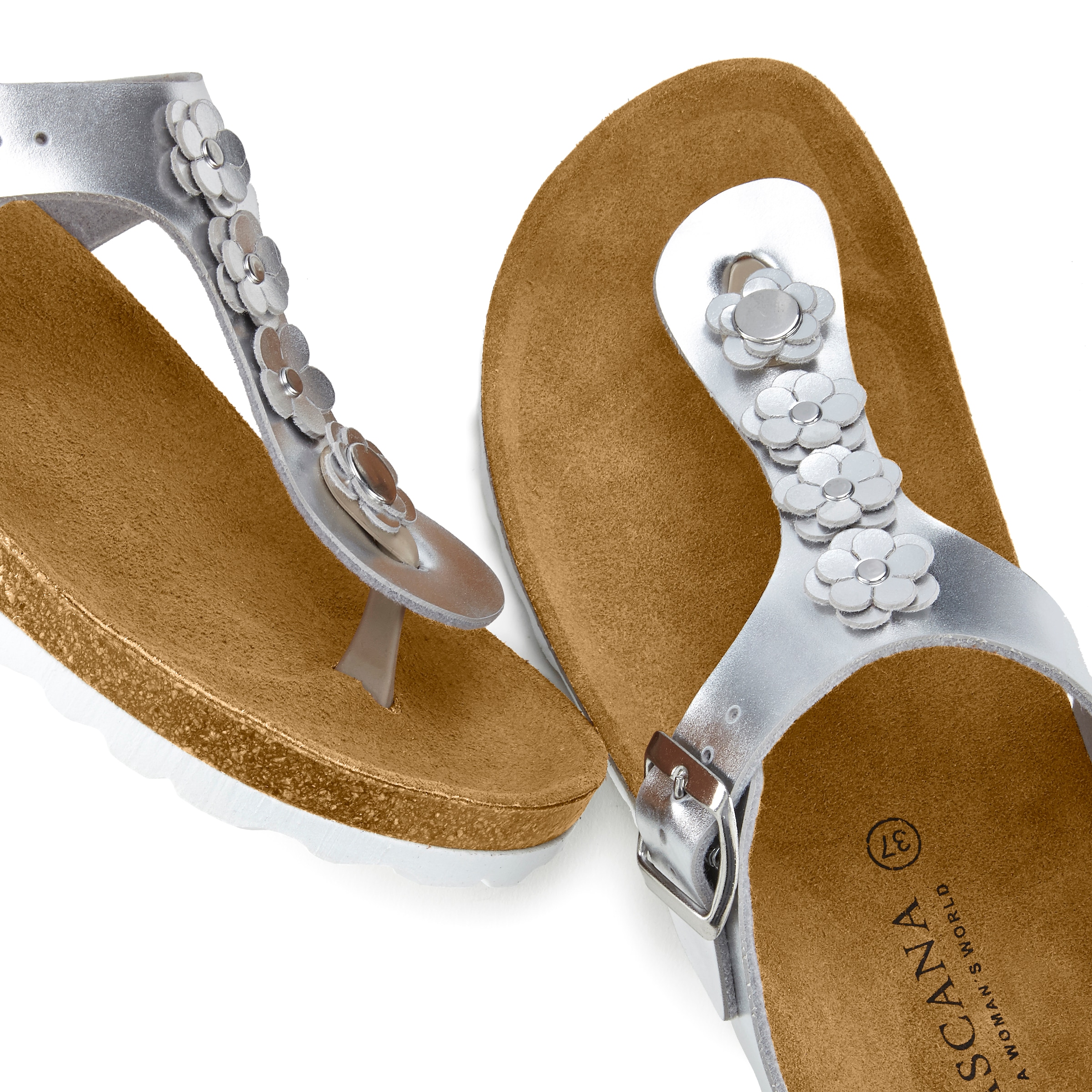 LASCANA Zehentrenner »Sandale, Pantolette, offener Schuh, Sommerschuh,«  mit komfortablem Korkfußbett