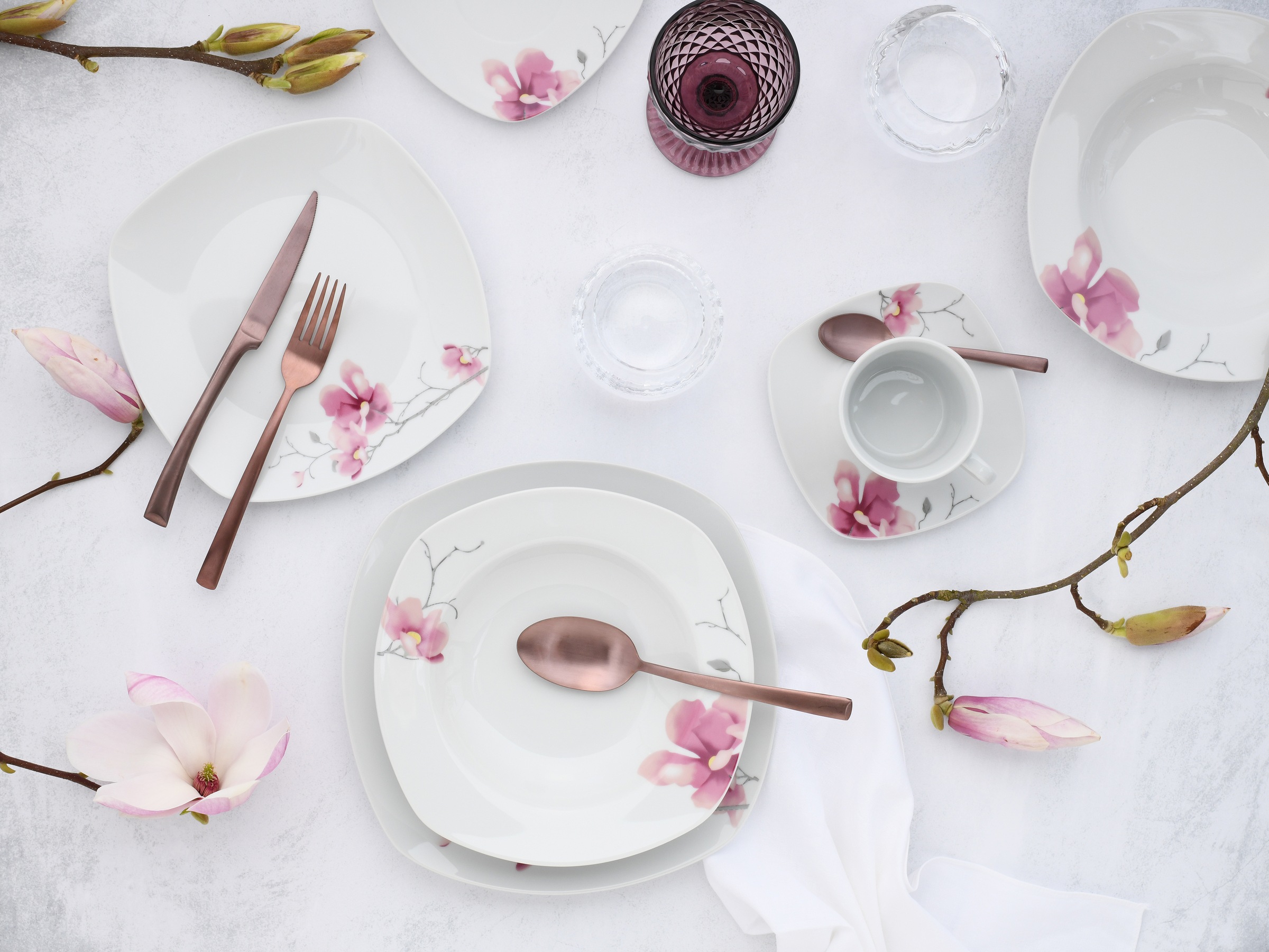 CreaTable Kombiservice »Amelie Aiko, Kombi-Service 30-tlg« Blumendekor