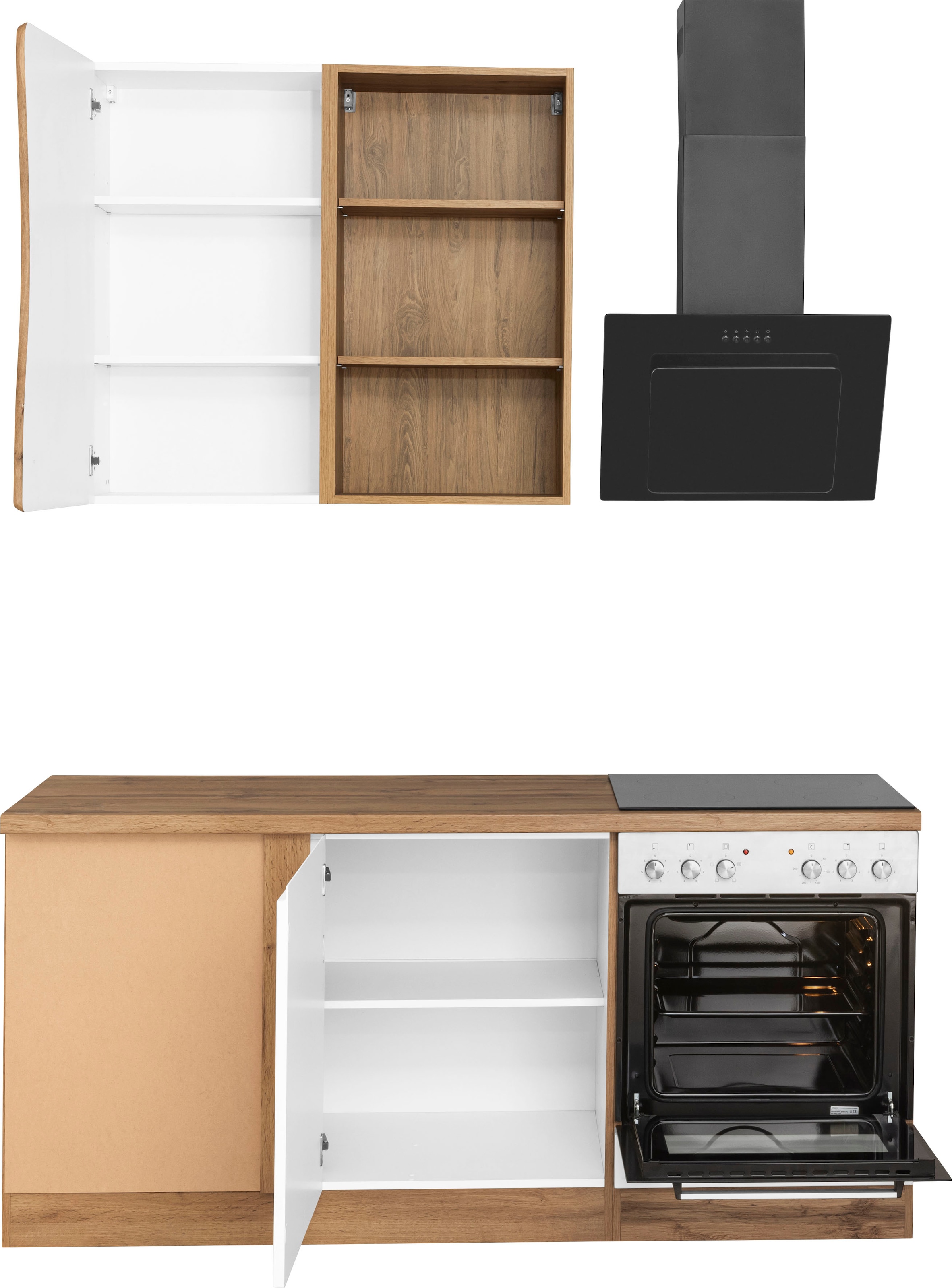 KOCHSTATION Winkelküche »KS-Bruneck«, Stellbreite 240/180 cm breit, wahlweise mit oder ohne E-Geräte, MDF