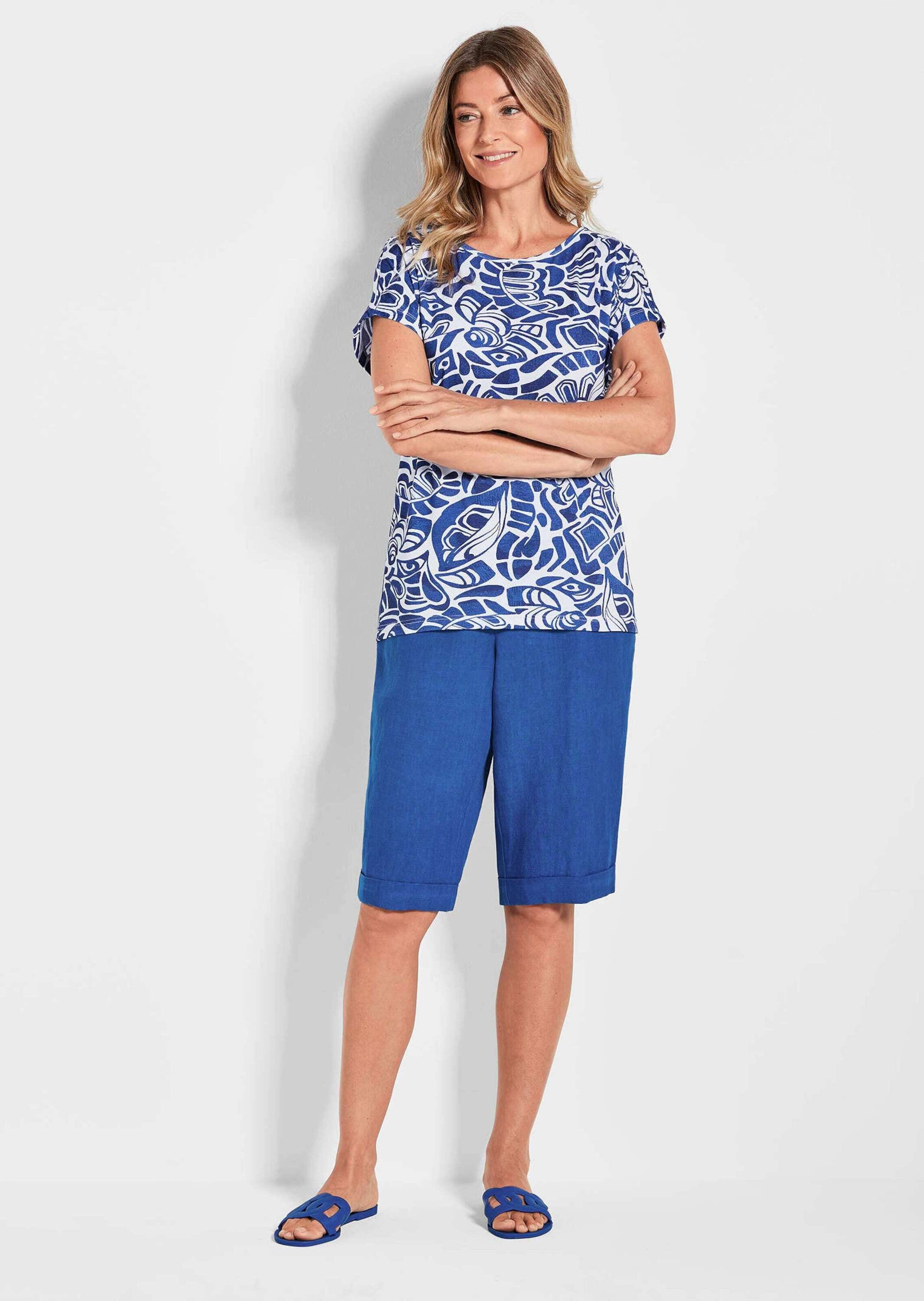 GOLDNER Print-Shirt »Damen Oberteil Ethnoprint Kurzarm« Druck mit Struktureffekt