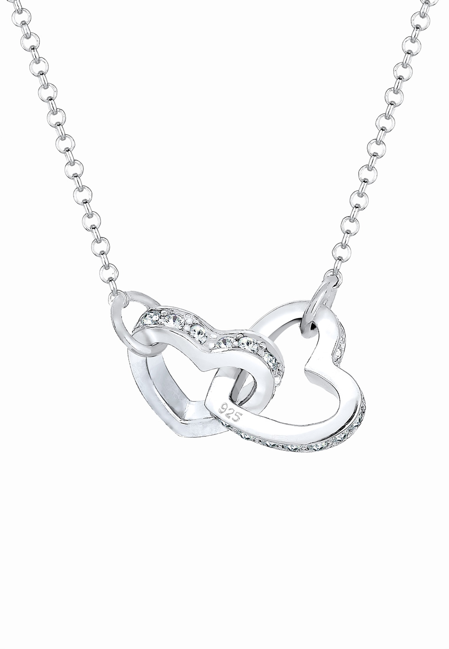 Elli Silberkette »Halskette Herz Weiß 925 Sterling Silber, mit Kristallen von Swarovski®«