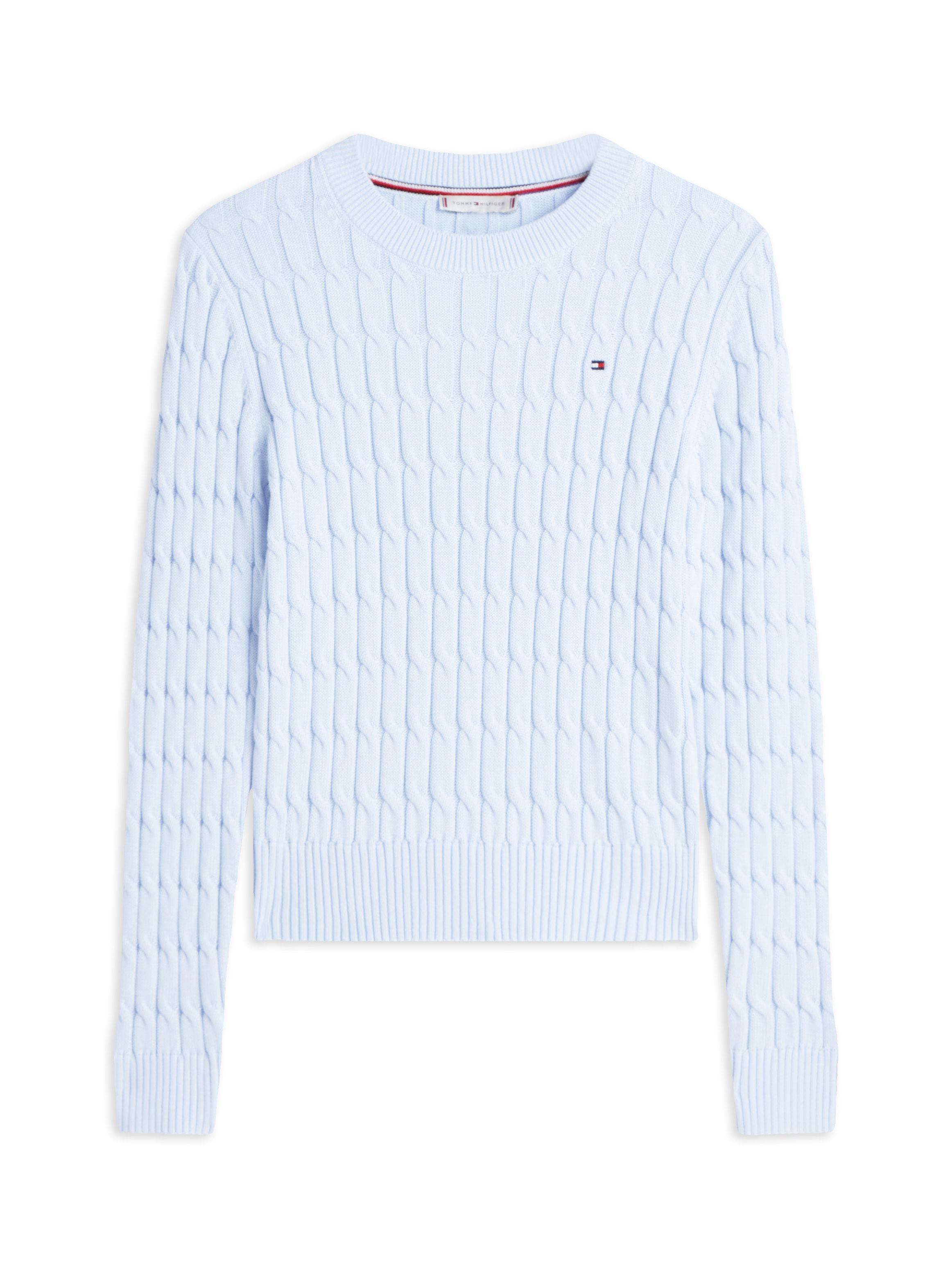 Tommy Hilfiger Rundhalspullover »CO CABLE MID GG C-NK LS SWT« mit Zopfmuster
