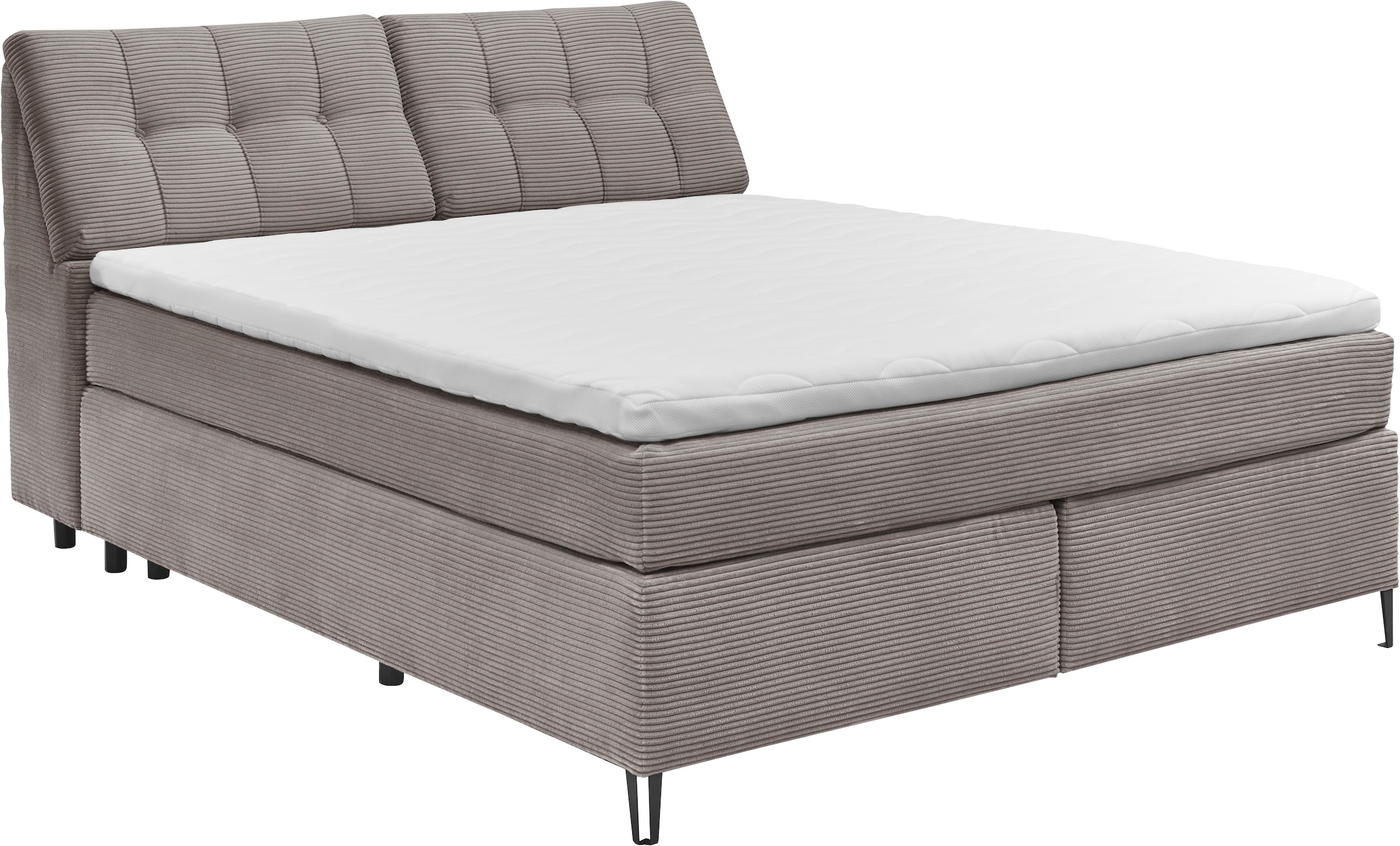 set one by Musterring Boxspringbett »Fairfield« Kopfteil in Kassenoptik, Metallfuß schwarz, Breite 160 oder 180 cm