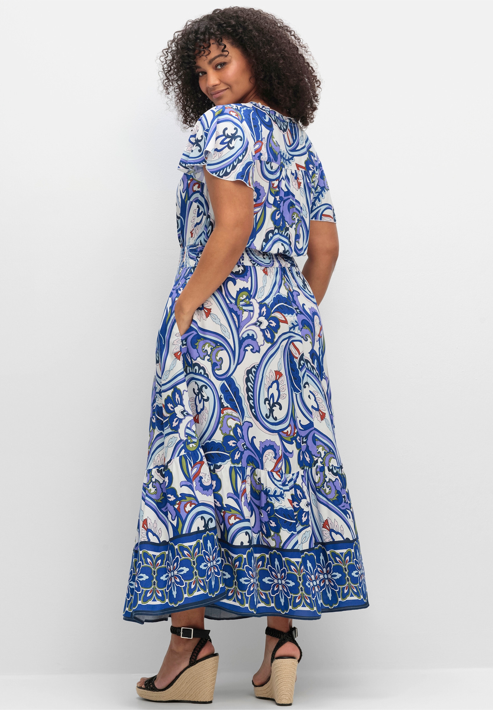sheego by Joe Browns Sommerkleid »Druckkleid Maxikleid mit Paisleyprint« im Paisleymuster, mit Smokbund