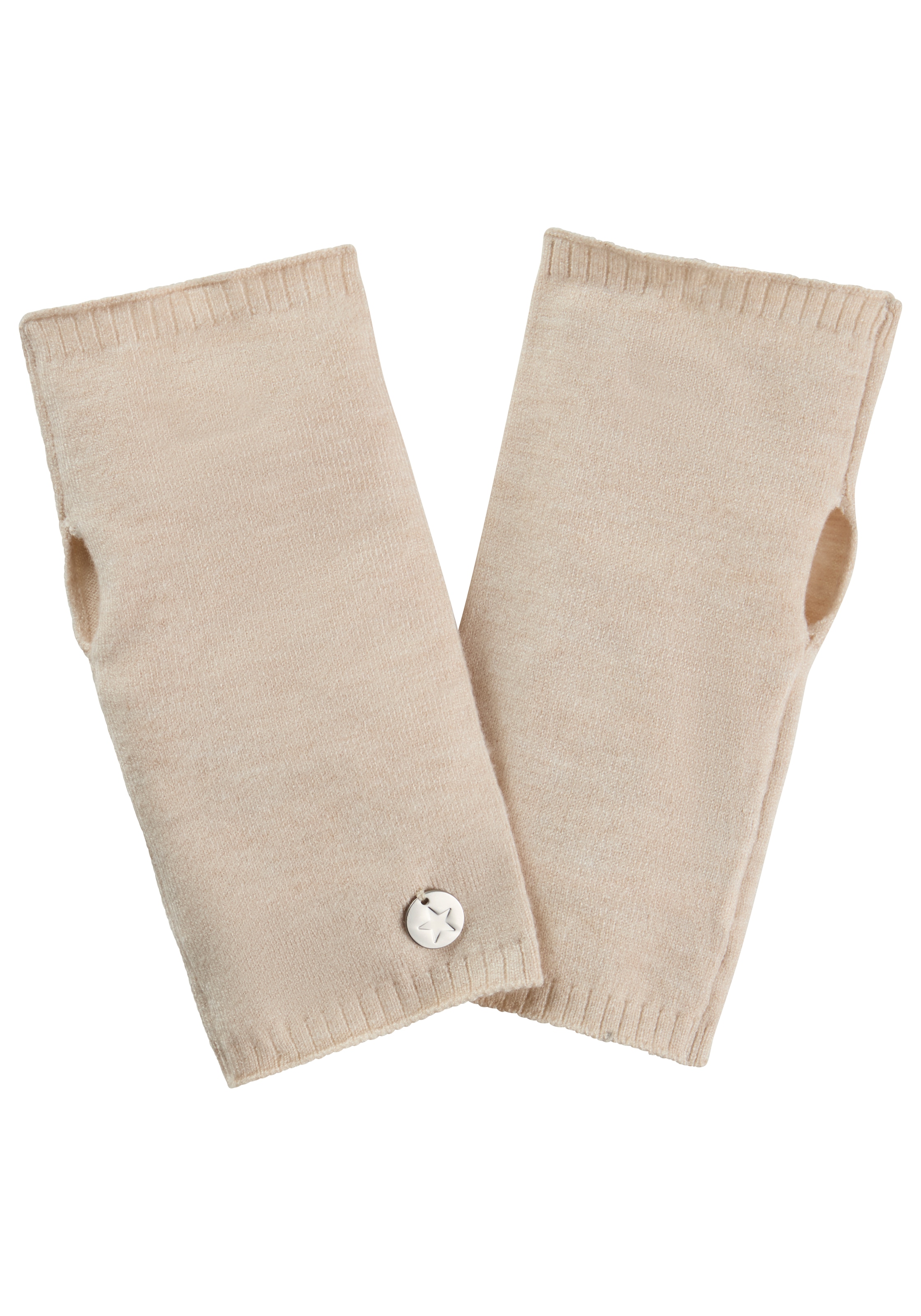 Laura Scott Armstulpen 2 Stk. aus kuscheligem Strick mit süßem Metall-Badge - NEW