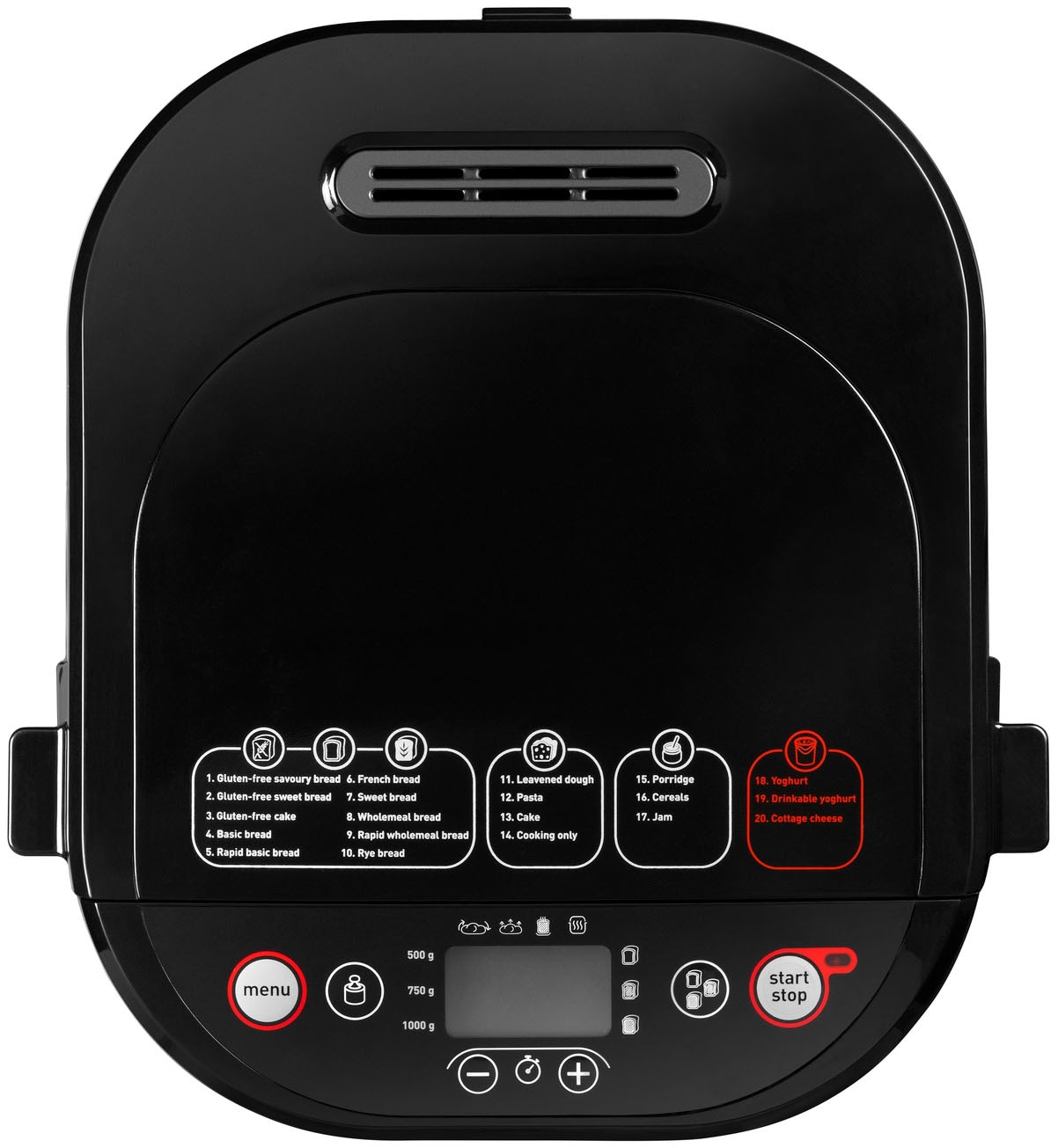Tefal Brotbackautomat »Pain & Délices, 20 Backprogramme, 3 Brotgrößen und Bräunungsgrade«, 20 Programme, 610 W, auch für Pizza-/Nudel-/Kuchenteig, antihaftbeschichtete Form, PF240E