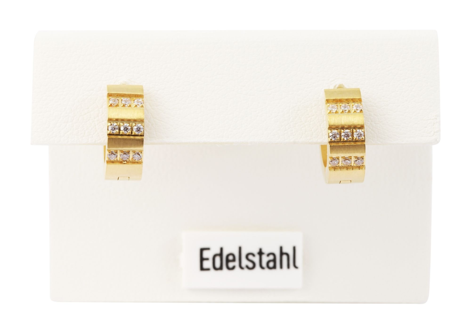 Adelia´s Paar Creolen »Damen Ohrringe ¿ Klappcreole aus Edelstahl mit Strass Steinchen«