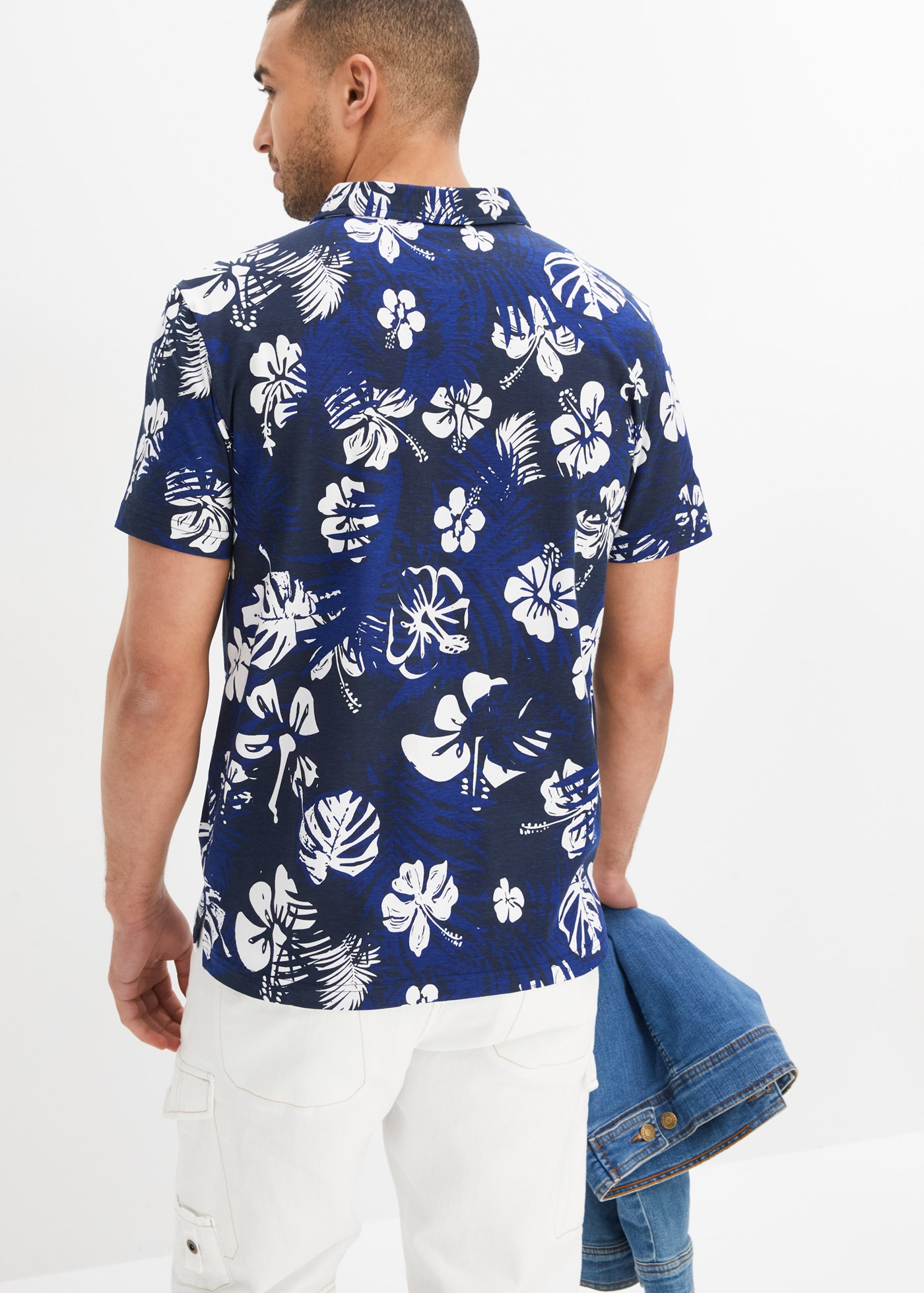 bonprix Poloshirt Kurzarm, mit Polokragen mit Knopfleiste, aus Baumwolle