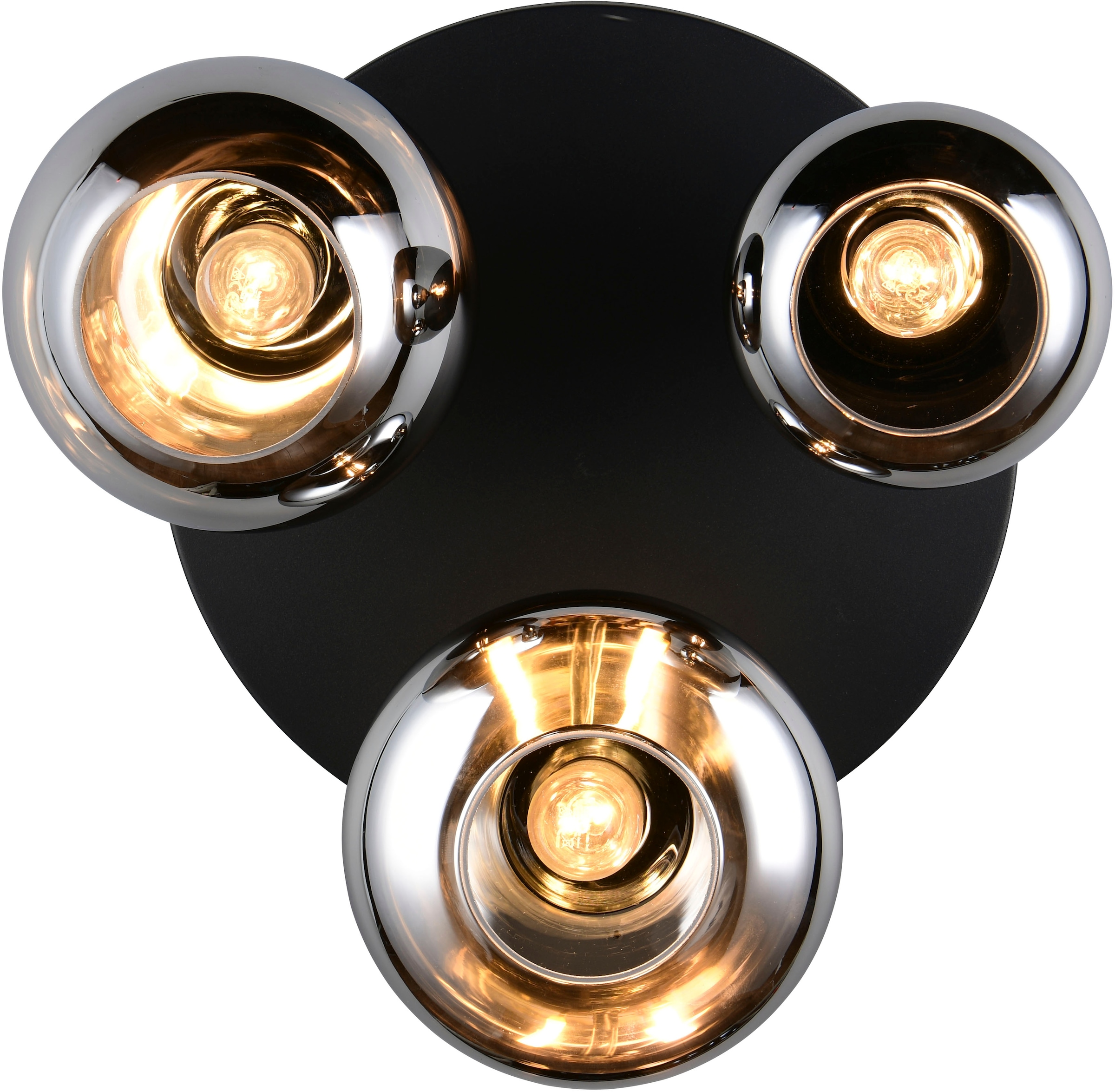 TRIO Leuchten Deckenleuchte »Lumina, Deckenlampe 3-flammig mit Glasschirm, exkl 3x E14 , max 10W« E14 1 Stk. warmweiß - kaltweiß Ø 49 cm Höhe 25 cm, spiegelnde Glas Lampenschirme in 3 modernen Formen