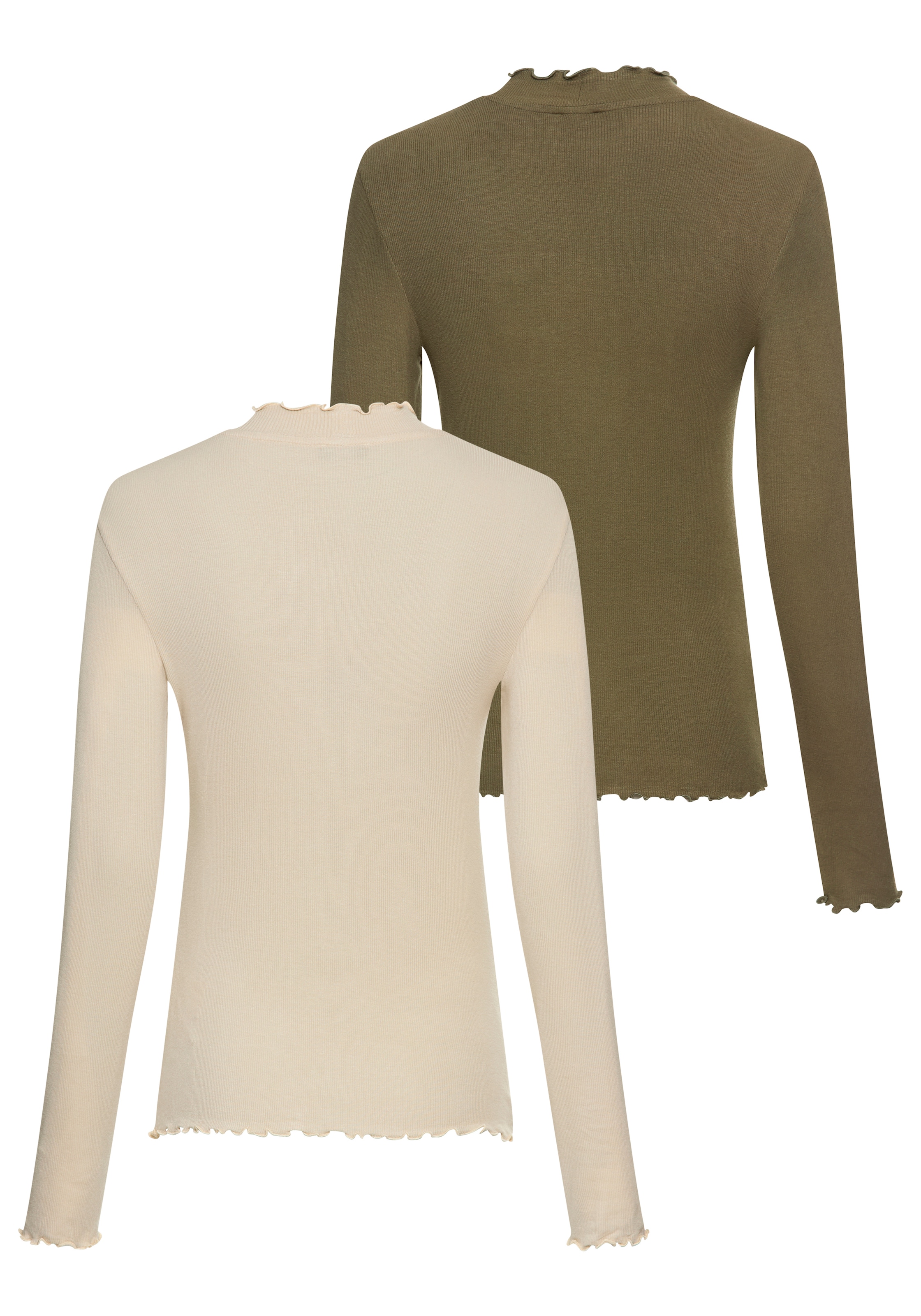 Laura Scott Longsleeve, (Packung, 2 tlg.), gerippt mit Rüschen - NEUE KOLLEKTION