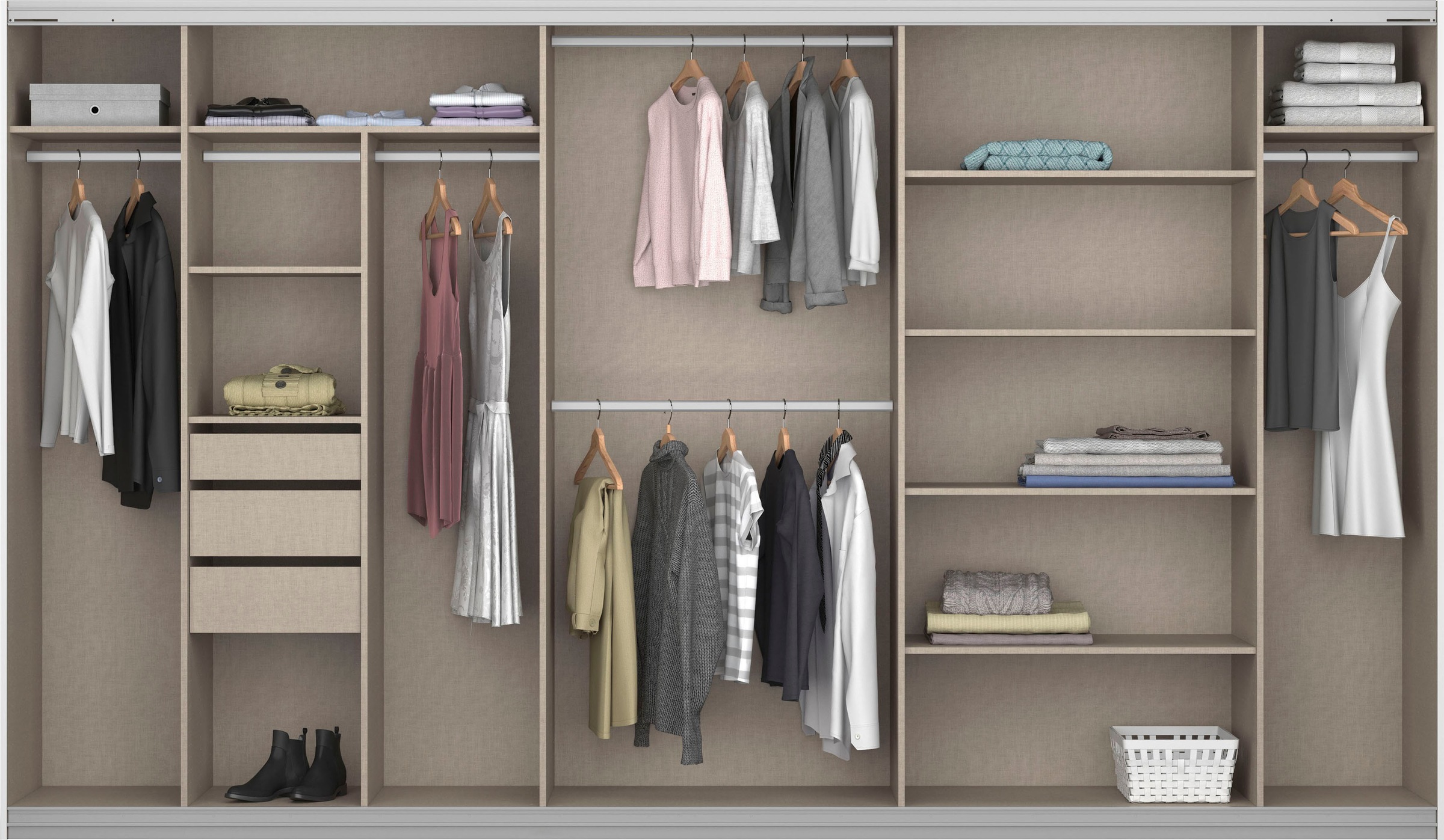 rauch Schwebetürenschrank »Kleiderschrank Schrank Garderobe TOPSELLER OTELI inkl. Inneneinteilung«, mit 3 Innenschubladen sowie zusätzlichen Einlegeböden MADE IN GERMANY