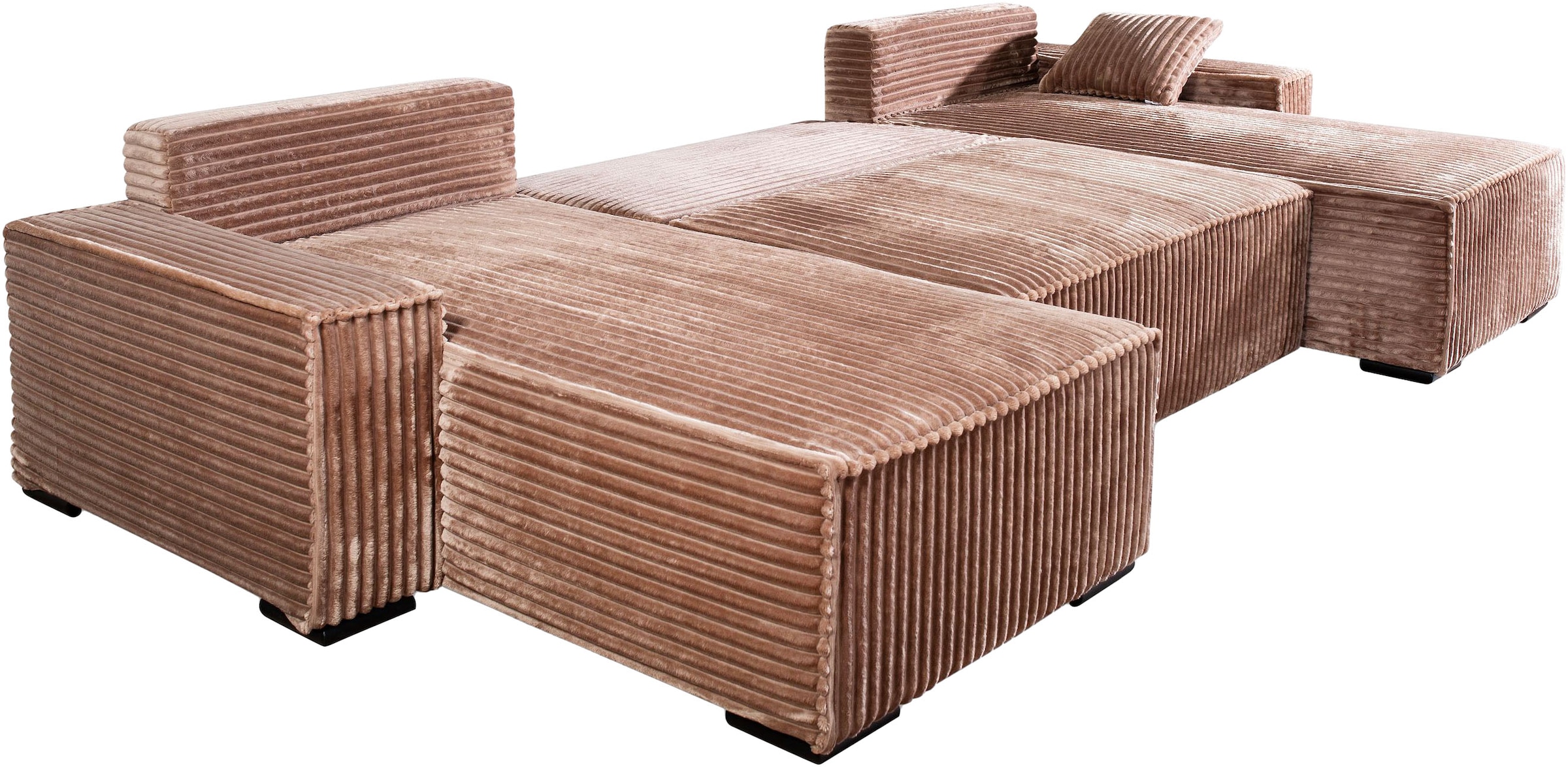 COLLECTION AB Wohnlandschaft »Manhattan U-Form, B: 313 cm, in Breit- oder Normalcord« Schlaffunktion, Bettkasten & Zierkissen, Federkern
