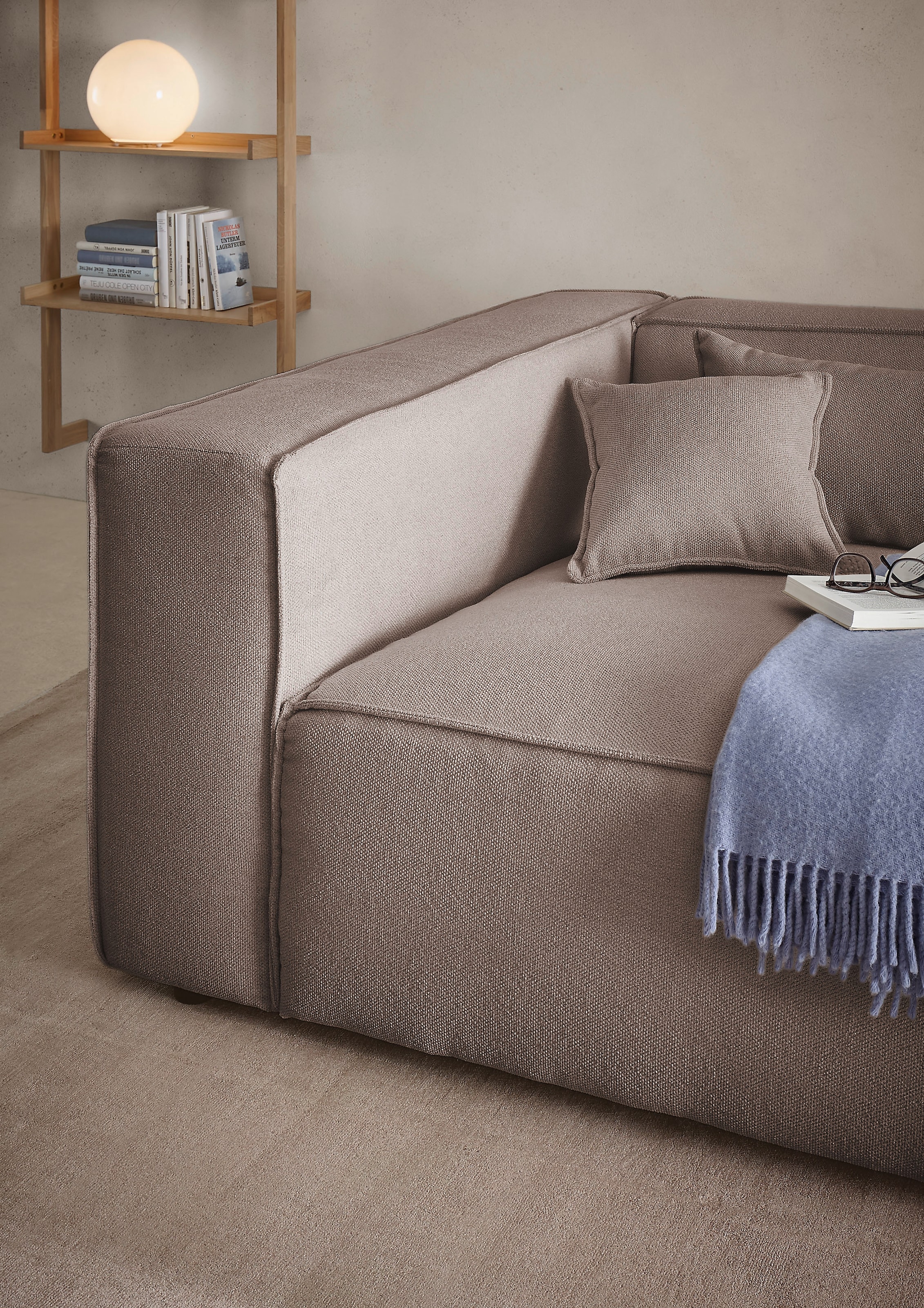 LeGer Home by Lena Gercke 3-Sitzer »PIARA, XXL Sofa mit Kedernaht, Big-Sofa in Cord oder Leinenoptik«, schwarze Füße, bequemer Sitzkomfort, extra tiefe Sitzfläche