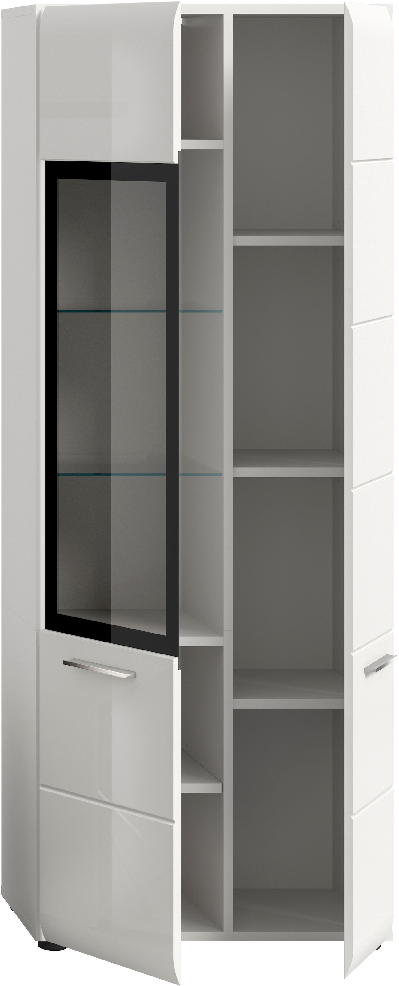 Home affaire Vitrine »FLORENZ, Höhe: 160 cm, hochwertige MDF-Front, Glastür, Glasböden« 1 Stk. tlg. Vitrine, Vitrine weiß, Vitrinenschrank, Wohnzimmervitrine, Wohnzimmer